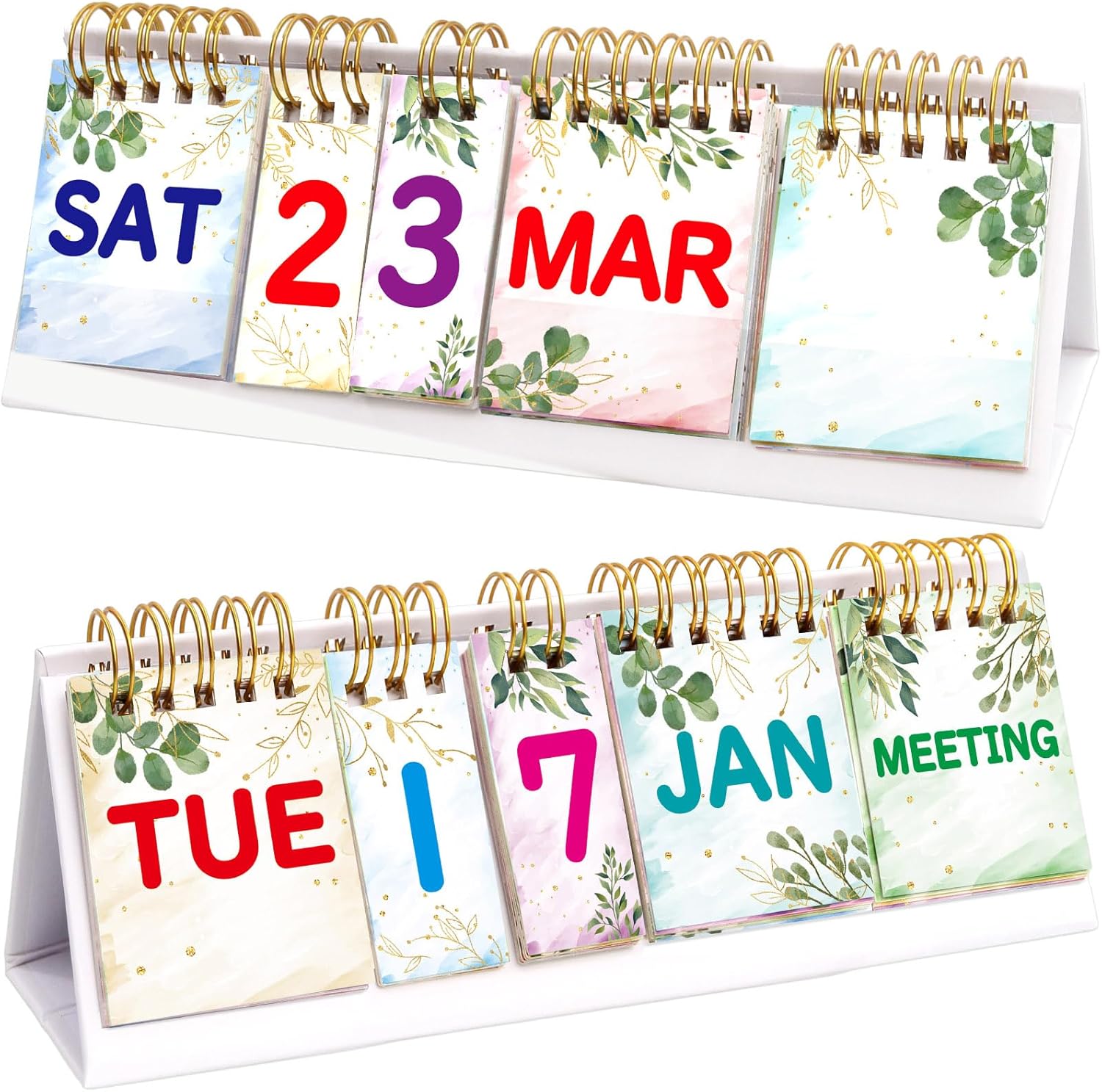 Fancy Land Calendario perpetuo, calendario bohemio de escritorio con fecha, mes y nota para plan de oficina, suministro de aula, decoración de