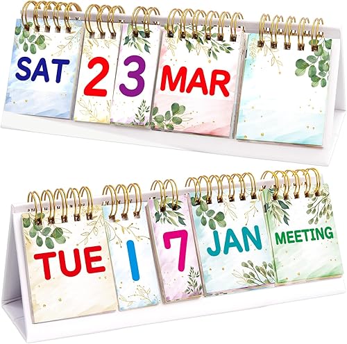 Fancy Land Calendario perpetuo, calendario bohemio de escritorio con fecha, mes y nota para plan de oficina, suministro de aula, decoración de