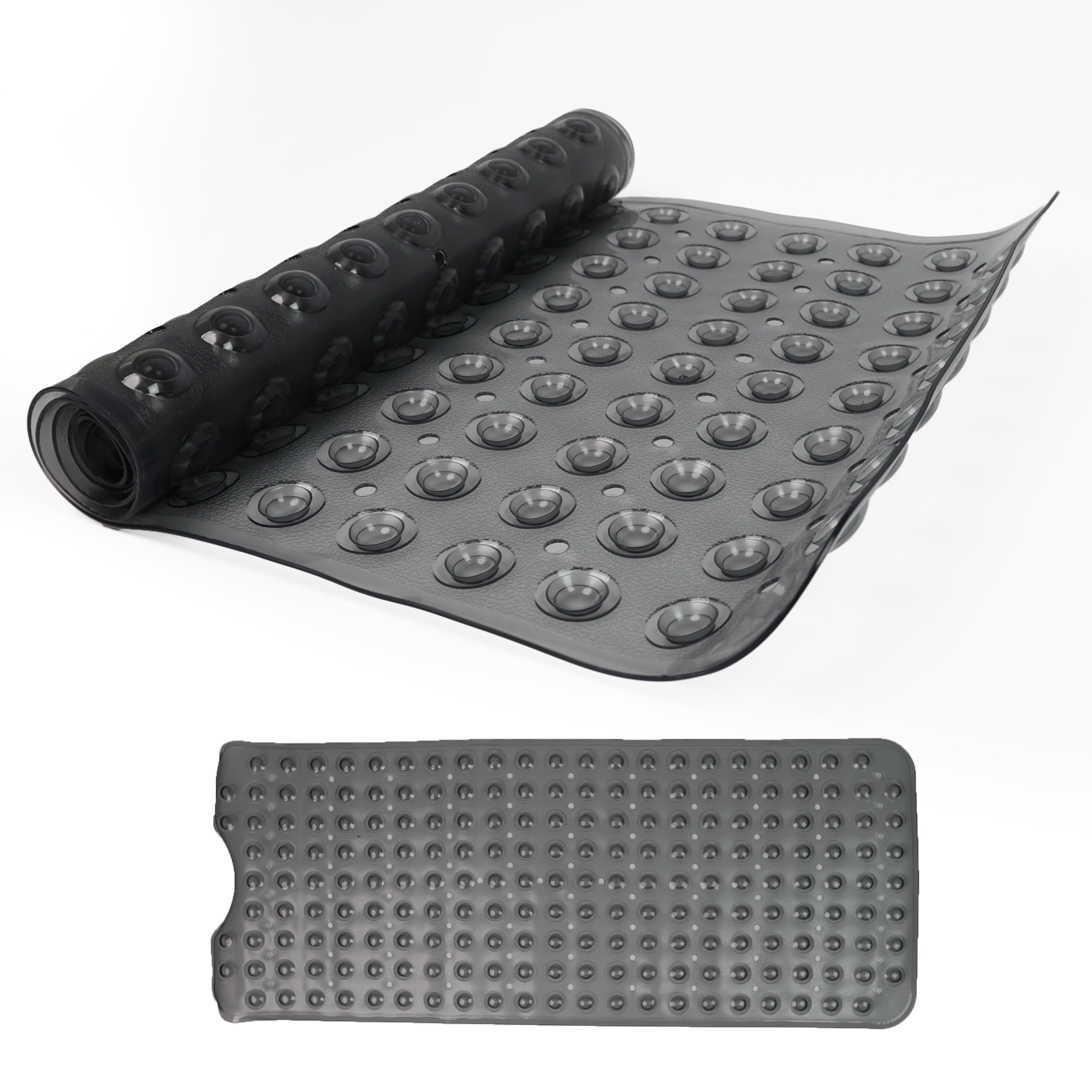 DIVCHI Shower Bath Mat Non Slip Anti Mould & Mildew With Strong Suction Cups Grip And Drain Holes Soft Rubber Shower Mats - Bathroom Mat Machine Washable (Grey, 100 x 40cm)