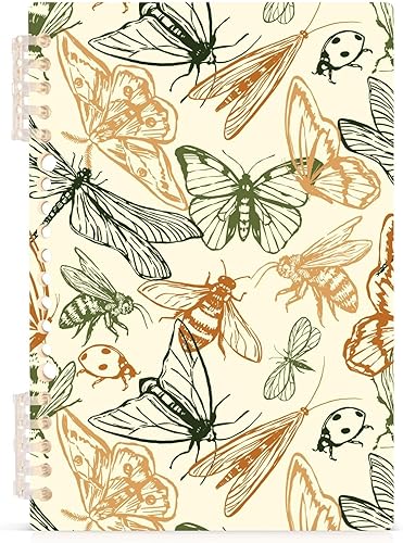 Miniatura 1 de Flying Insects - Cuaderno de espiral desmontable, 5.7 x 8.25 pulgadas, 60 hojas120 páginas, papel rayado universitario A5, cuaderno de tapa dura