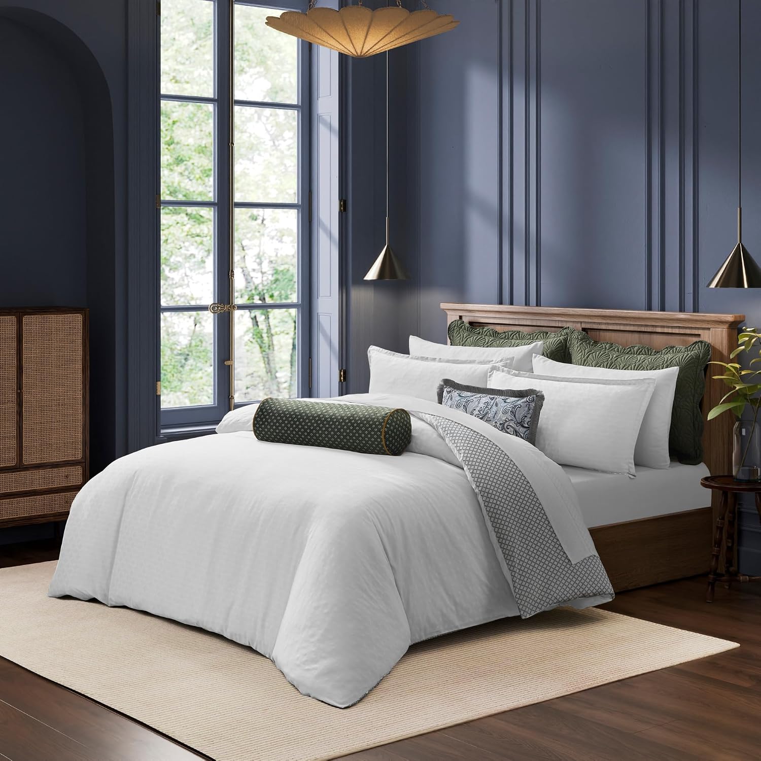 Ted Baker Duvet Cover Set Full/Queen - 3-Piece Cotton Jacquard - Pollsy, White