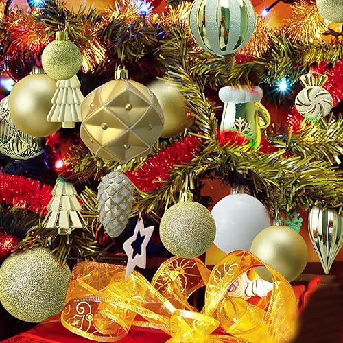 Miniatura 5 de Juego de 100 bolas de Navidad para árbol de Navidad delicadas bolas de decoración de Navidad juego de manualidades de plástico inastillable kit de