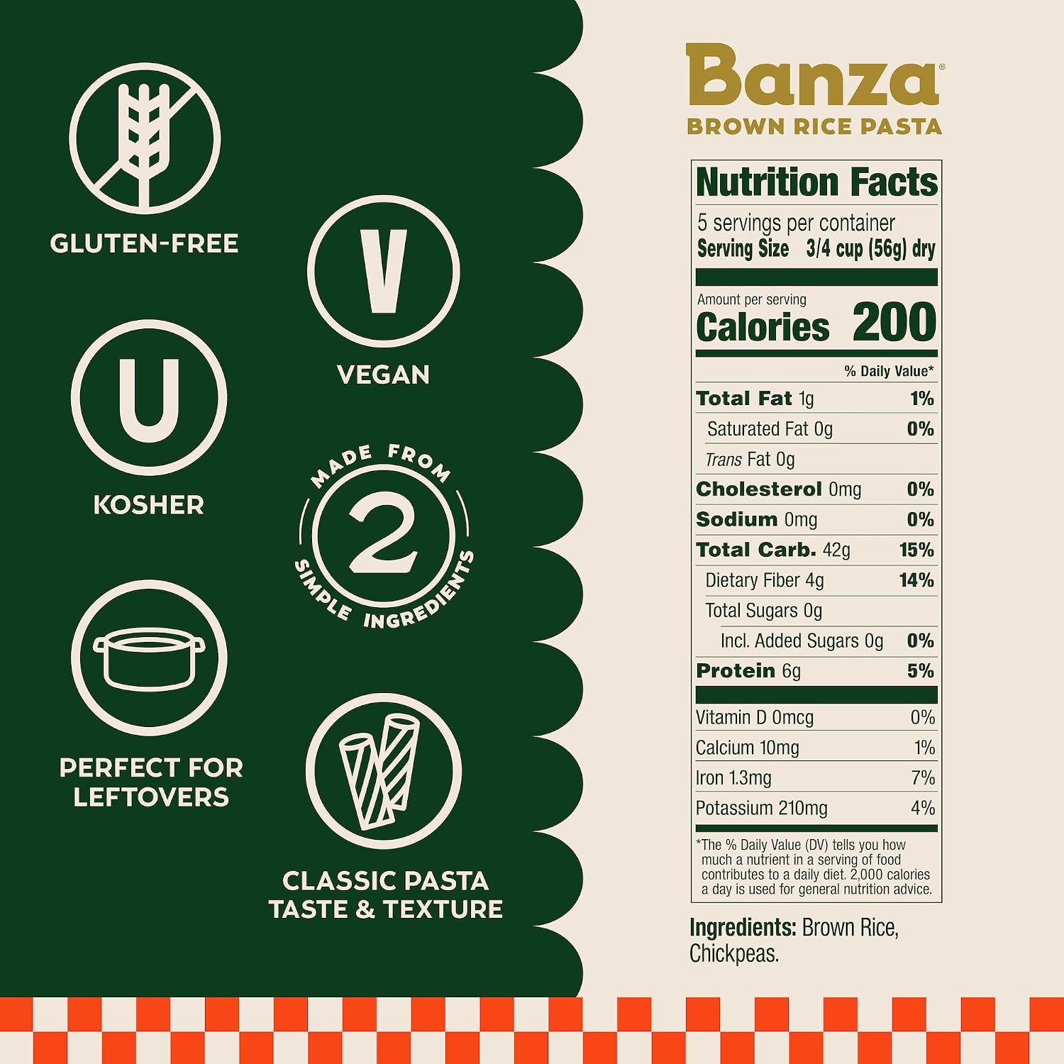 Banza Brown Rice Rotini (6-Pack) - Gluten-Free Pasta Made in Italy - Non-GMO, 10oz - Classic Texture, Perfect for Leftovers image 2