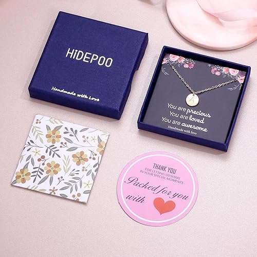 Miniatura 7 de Hidepoo - Collar con iniciales en forma de disco en oro rosa de 14 quilates y plata ley S925 para niñas, mujeres, adolescentes y niñas