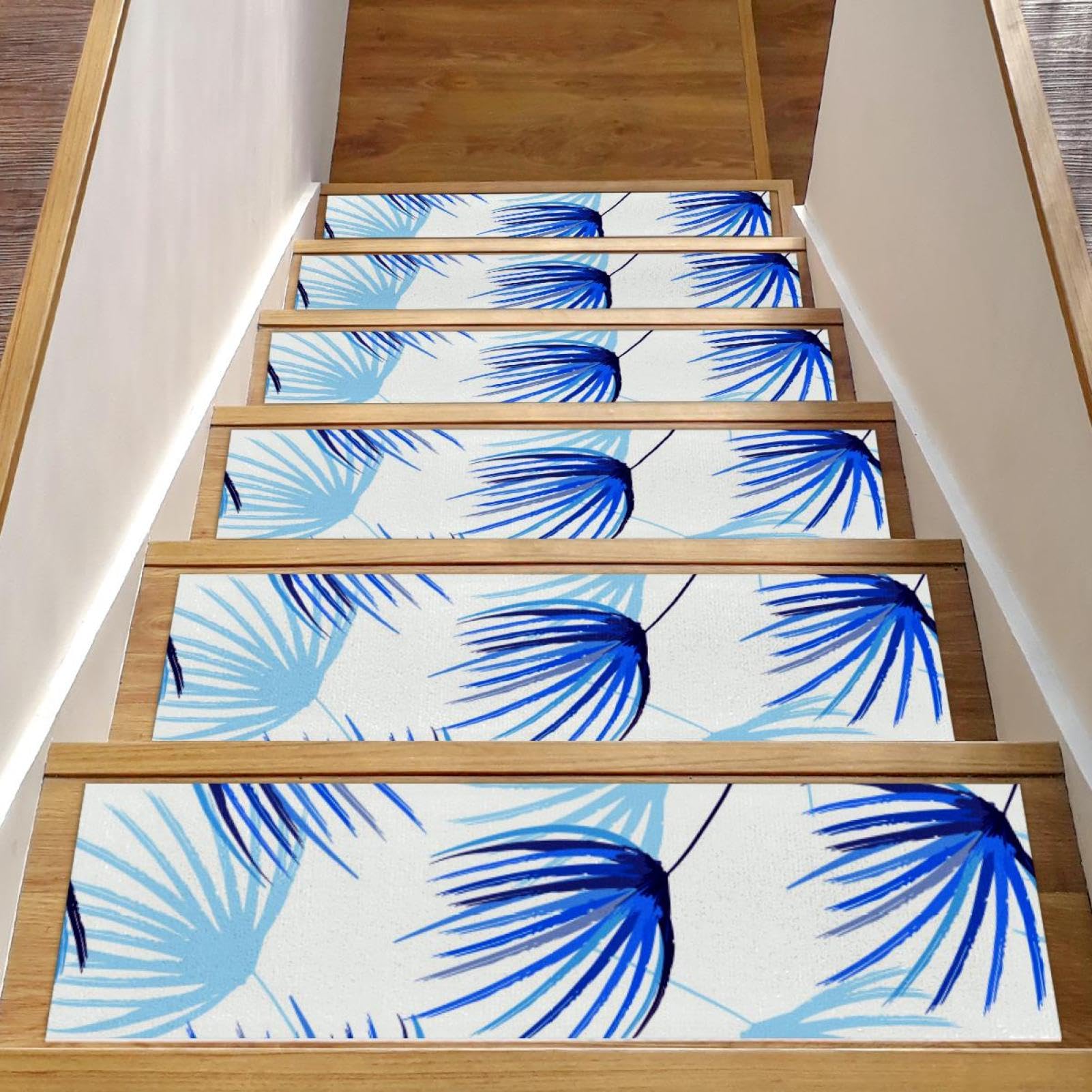 Alfombras antideslizantes para escaleras interiores lavables con estampado de palmeras