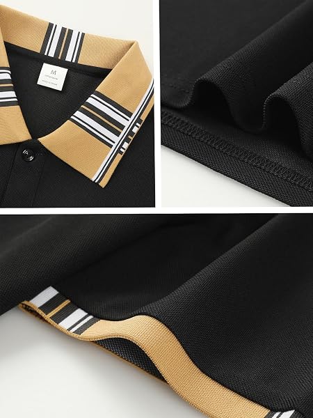 Confezione da 2 polo da uomo casual a maniche corte da golf per uomo alla moda con bottoni - 5