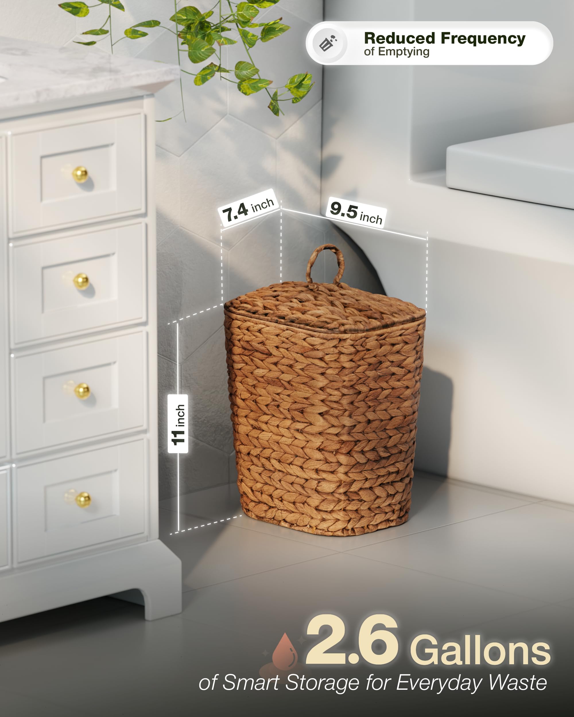 Eaasty 2 Pack Wicker Waste Basket Hand Woven Waste Basket - View #14