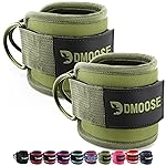 DMoose Ankle Strap for Cable Machine - One Size Fit with Premium Padding, Glute Kickback Ankle Strap, Ankle Cable Straps for Workout, Booty Workout, Leg Extension, Hip Abductors (Olive Green - Pair)