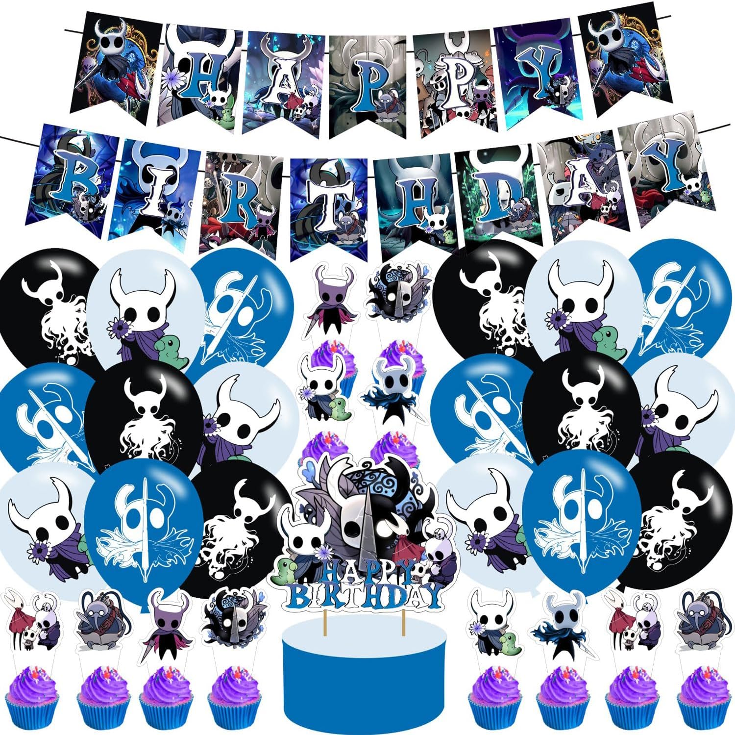 Cartoon Game Birthday Party Supplies,Cartoon Game Party Decorations Includes Happy Birthday Banner,Cake Topper,Cupcake Toppers, for Halloween Decorations