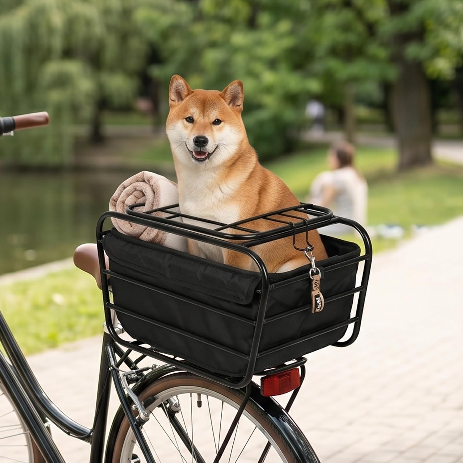 Bike Basket Front Rear Bike Basket, Sturdy Wire Dog Easy Install Kit with Liner Bag, Steel Pet Carrier for Dog, Cat, Goods Under 6lbs