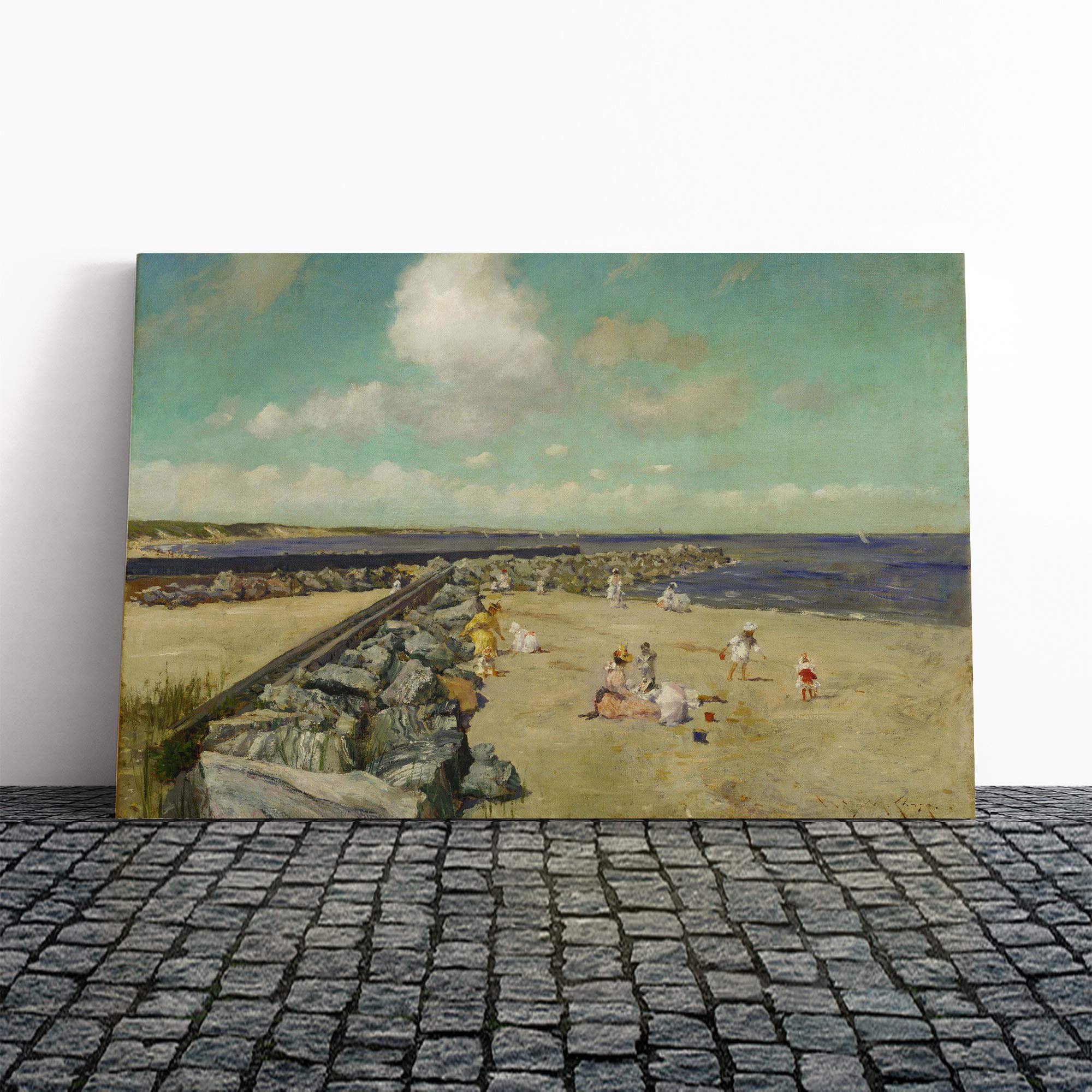 William Merritt Chase Breakwater Shinnecock Canvas Print | Gallery Wrapped 30mm Frame Wall Art | 30x20 inches | Ready to Hang | Modern Picture | Living Room Bedroom Lounge Office