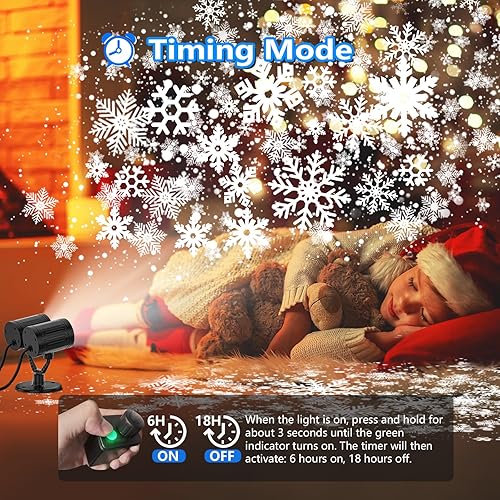 Miniatura 2 de Luces de proyector de copo de nieve de Navidad de doble cabeza mejorada 2025 para exteriores, modo de temporizador, IP65 impermeable, luces LED de