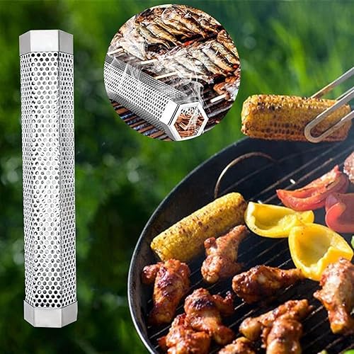 Miniatura 5 de Tubo de ahumador de pellets de acero inoxidable de 12 pulgadas para ahumar en caliente o frío, 5 horas de humo de bolitas, tubo de ahumador de