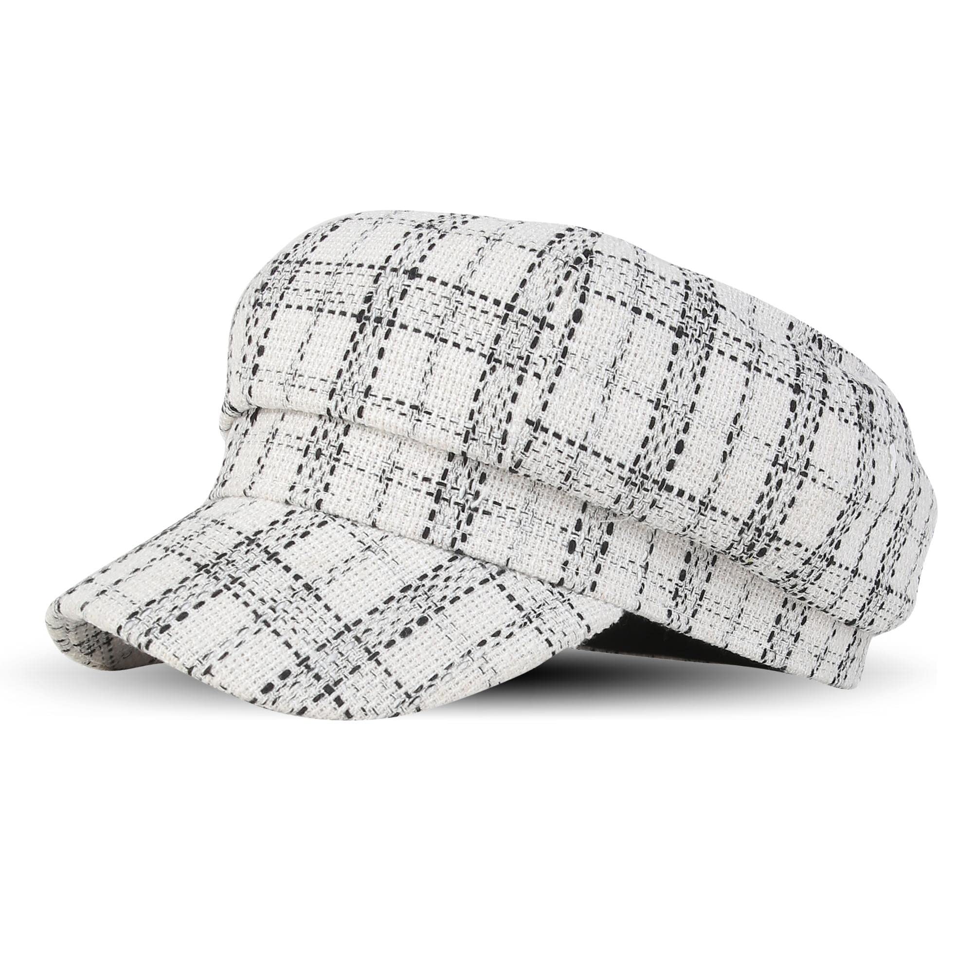 iSWEVENFrench Beret Cap All Season Unisex Artist Newsboy Hats, Ascot Cotton British Style Adjustable Women's Caps (WBC8108, Free Size)