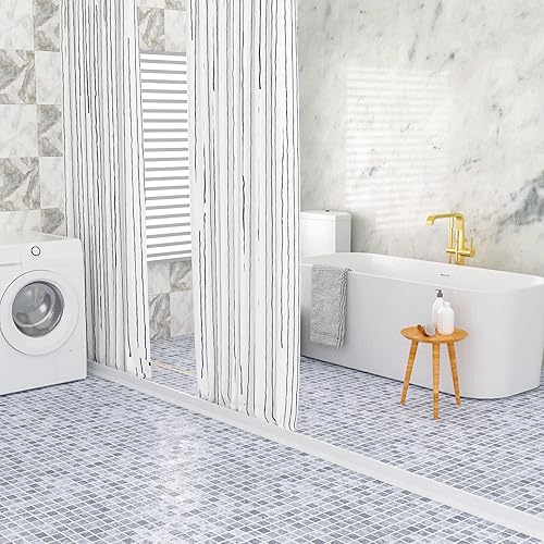 Miniatura 6 de Presa de agua de umbral de ducha de 3 pulgadas de alto, 74 pulgadas, plegable, protector contra salpicaduras de agua para ducha sin curvas, tapón de