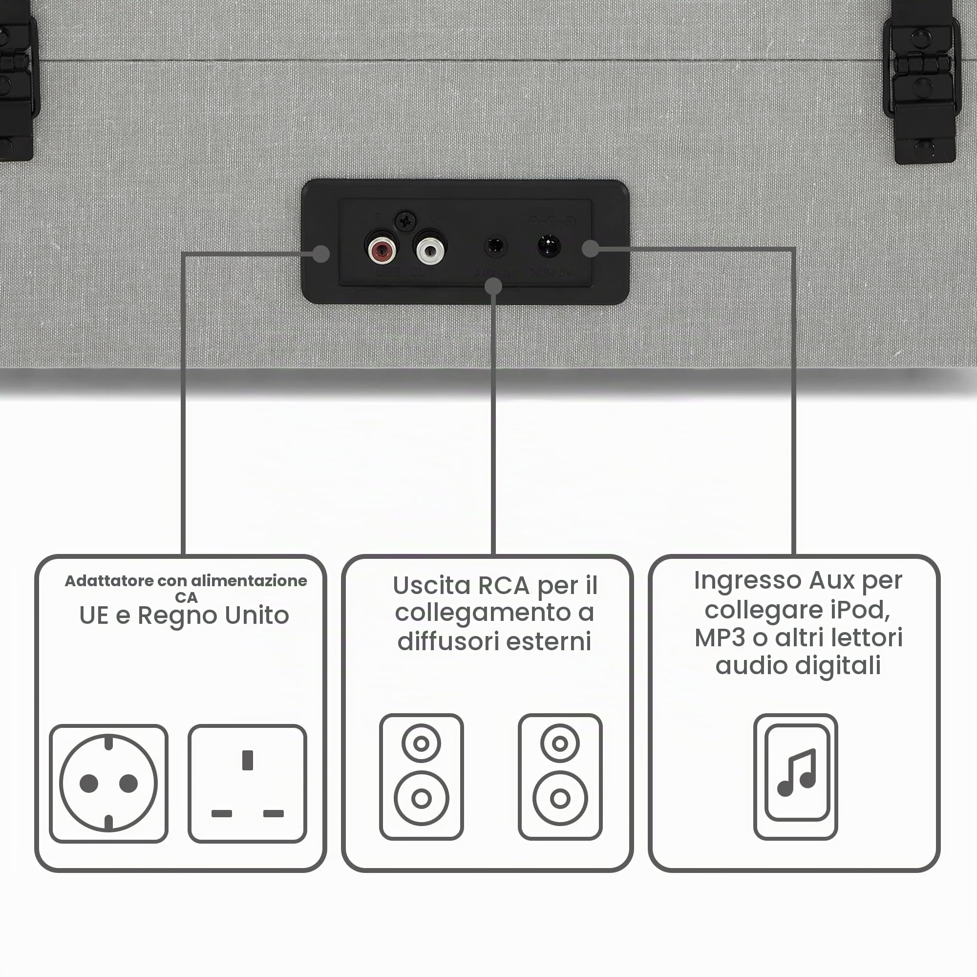 Crosley Voyager (Cr8017a-Gy4 Grigio)(3 Velocita',Wireless,Ricevitore Bluetooth)