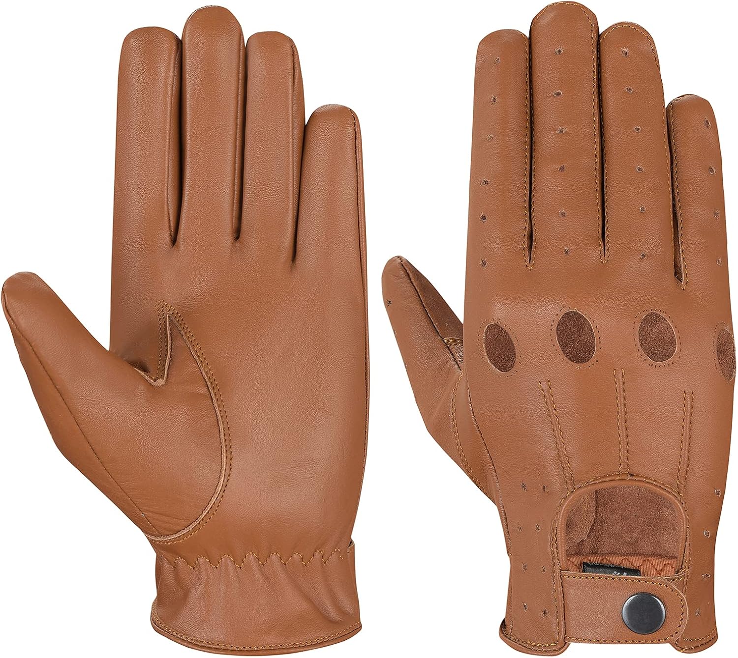Hand Fellow Gants de conduite en cuir pour homme style rétro sans doublure Marron Large Hand Fellow Gants de conduite en cuir pour homme style rétro sans doublure Marron Large