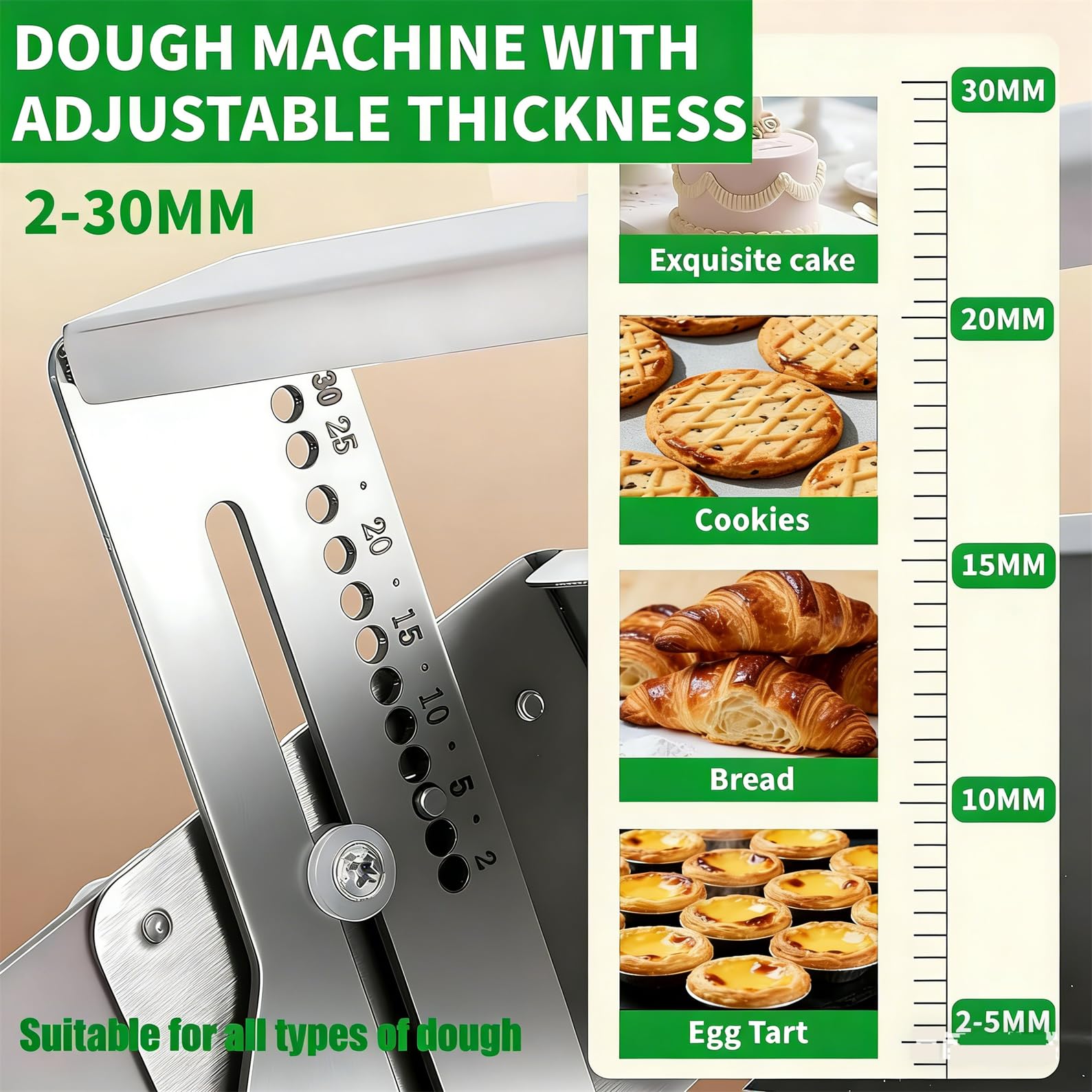Macchina per La Pasta Elettrica, Sfogliatrice Automatica per Pasta Sfoglia, Struttura in Acciaio Inox, Spessore Da 2 a 30 Mm Controllo, Con Tagliere Da 40×17,7 Pollici per Croissant, Pasta Fresca