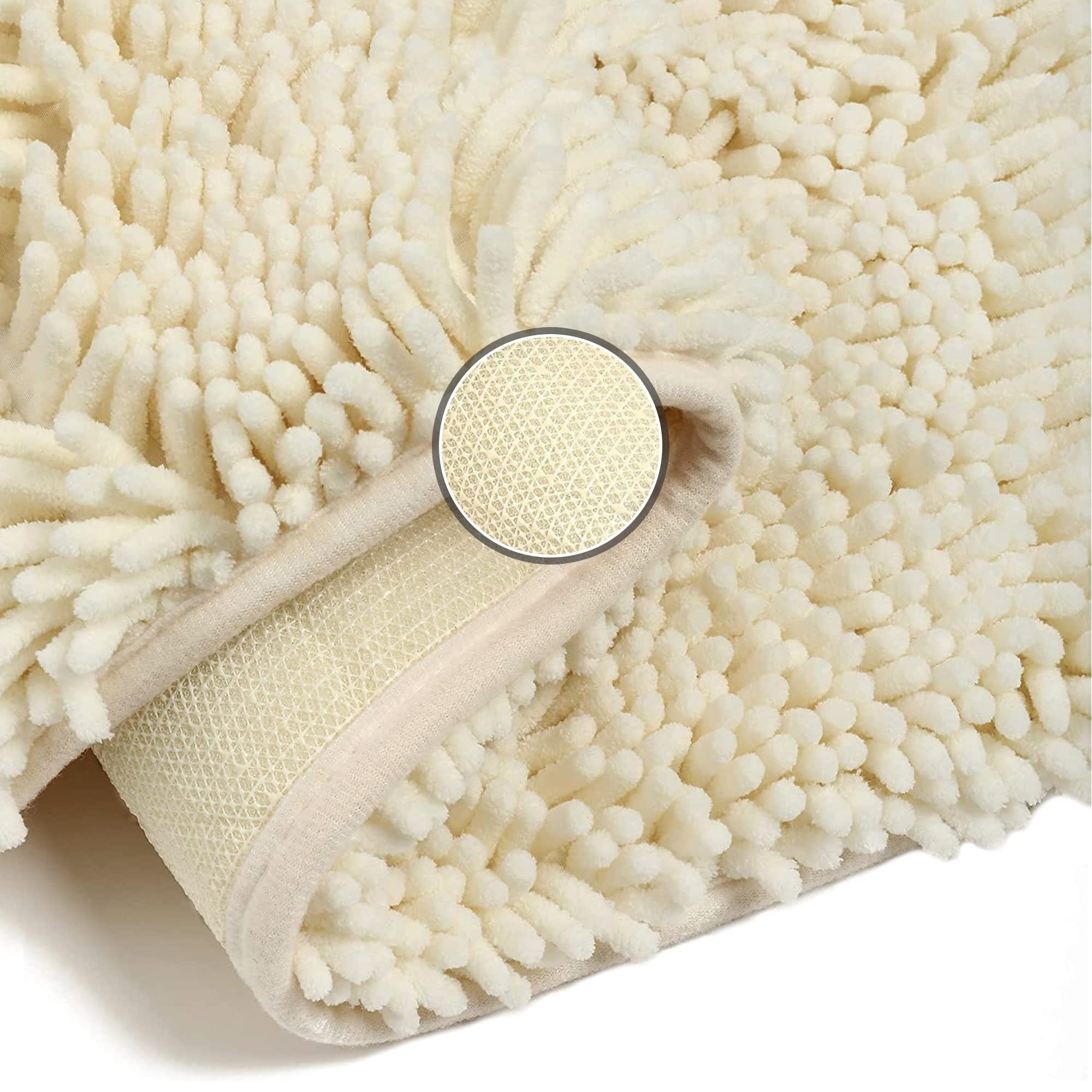 Tapis de Bain en Microfibre 40x60 cm Antidérapant Beige