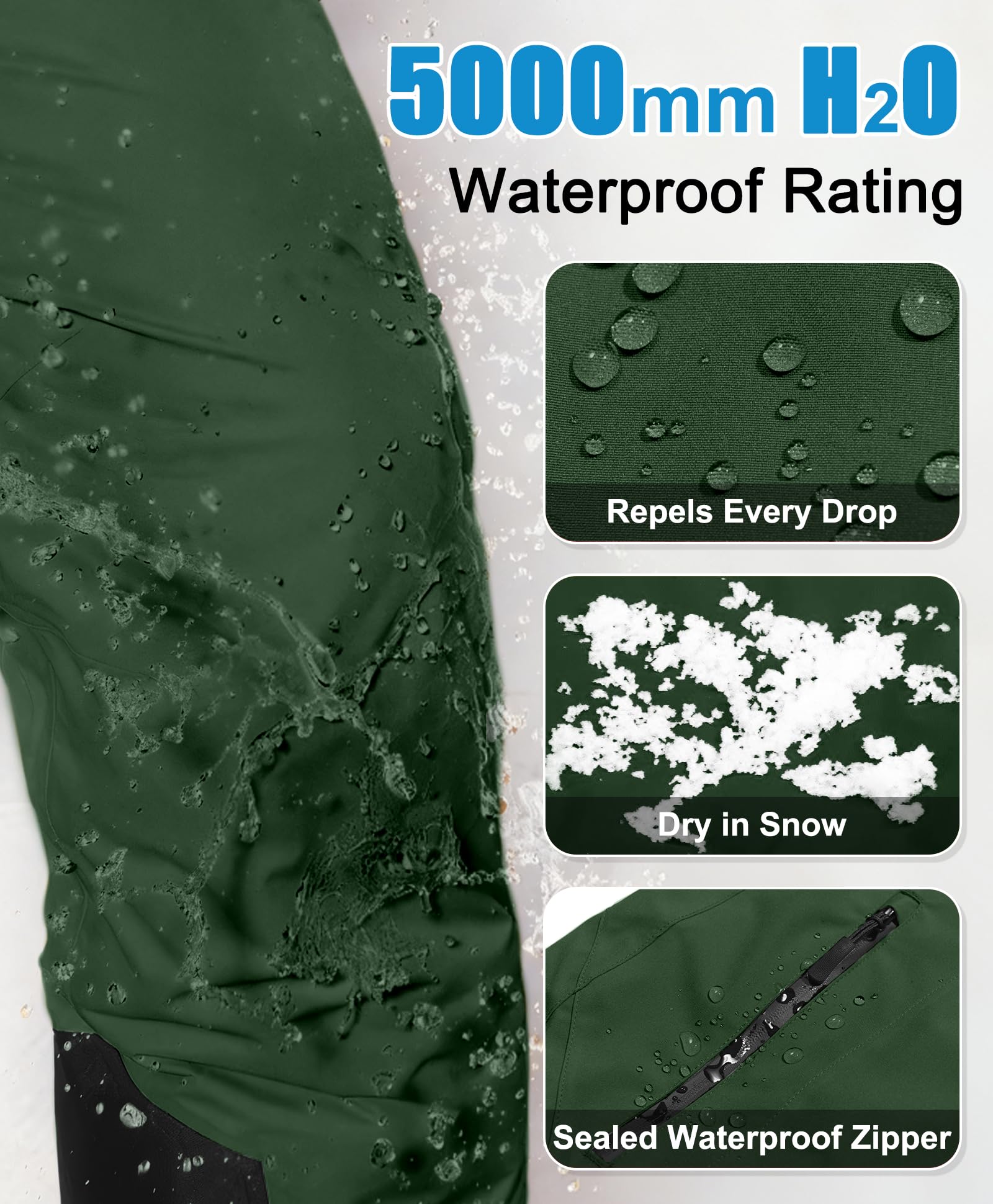 Mapamyumco Herren Snow Ski Bib Mountaineering Pants wasserdichte, Winddichte, wärmeisolierende Skihose mit Abnehmbarer Schlinge