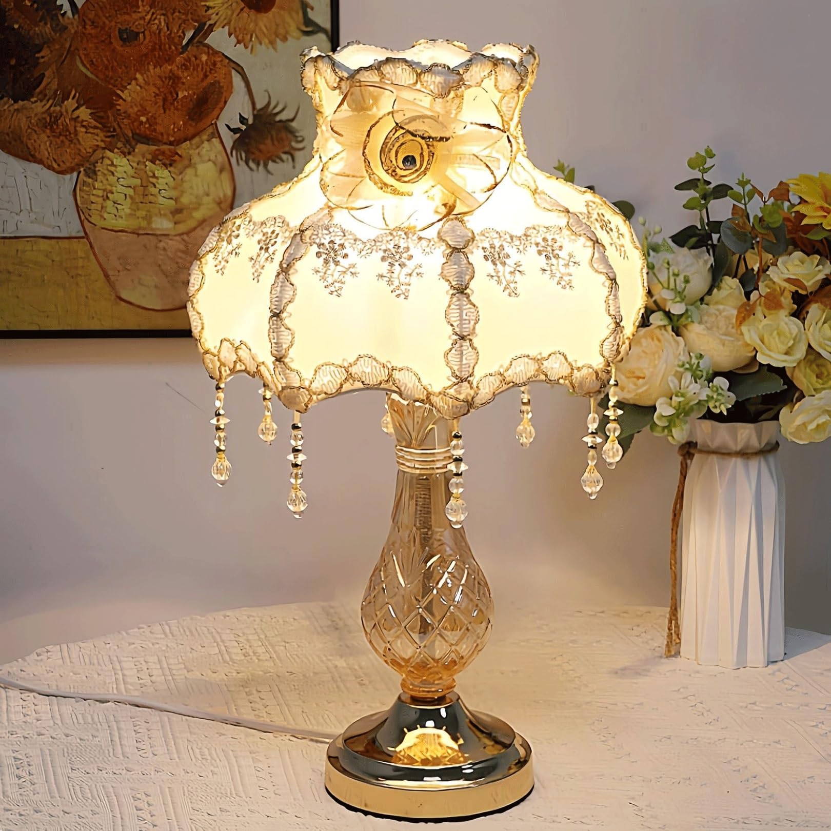 Lampka biurkowa Lampka nocna do sypialni, luksusowa, ekskluzywna, pokoju weselnego, na stół Lampka nocna