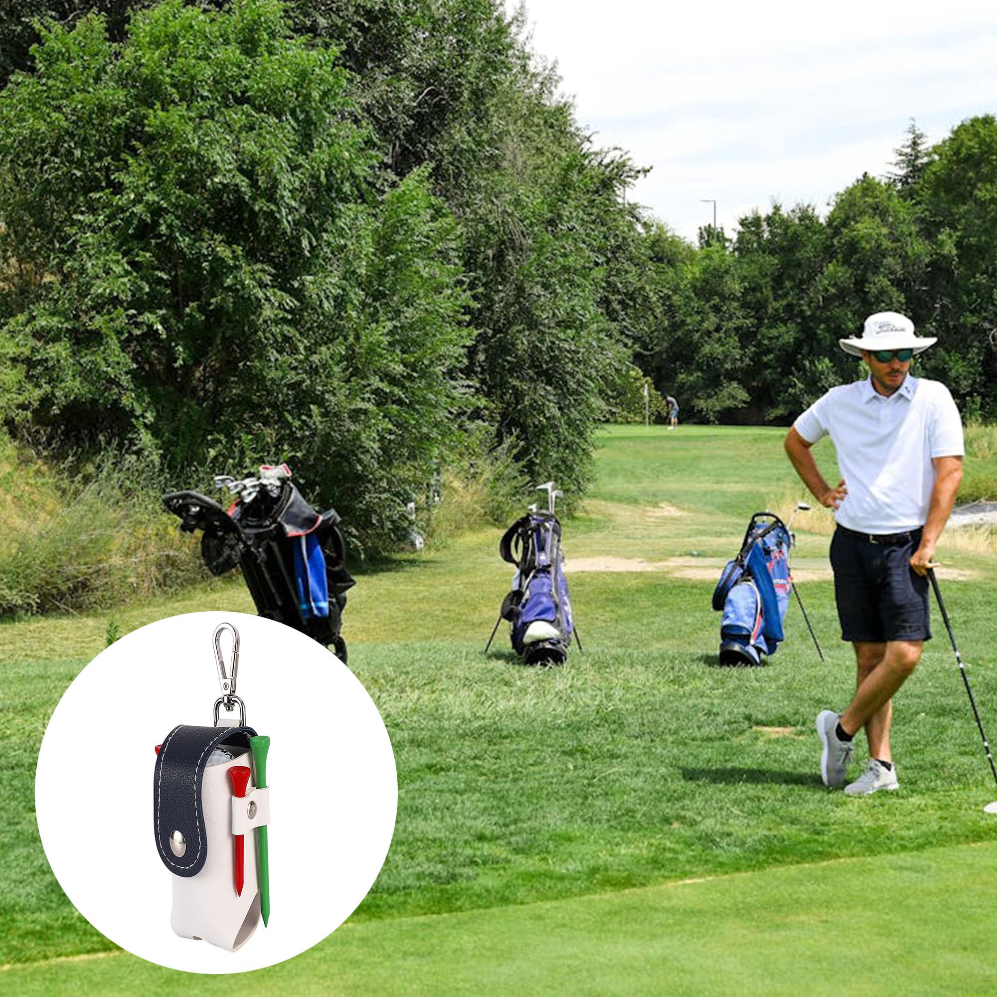 Marsupio in pelle per palline da golf, mini borsa protettiva per palloni da golf, borsa da golf con clip sospesa, per allenamento di golf, tempo libero