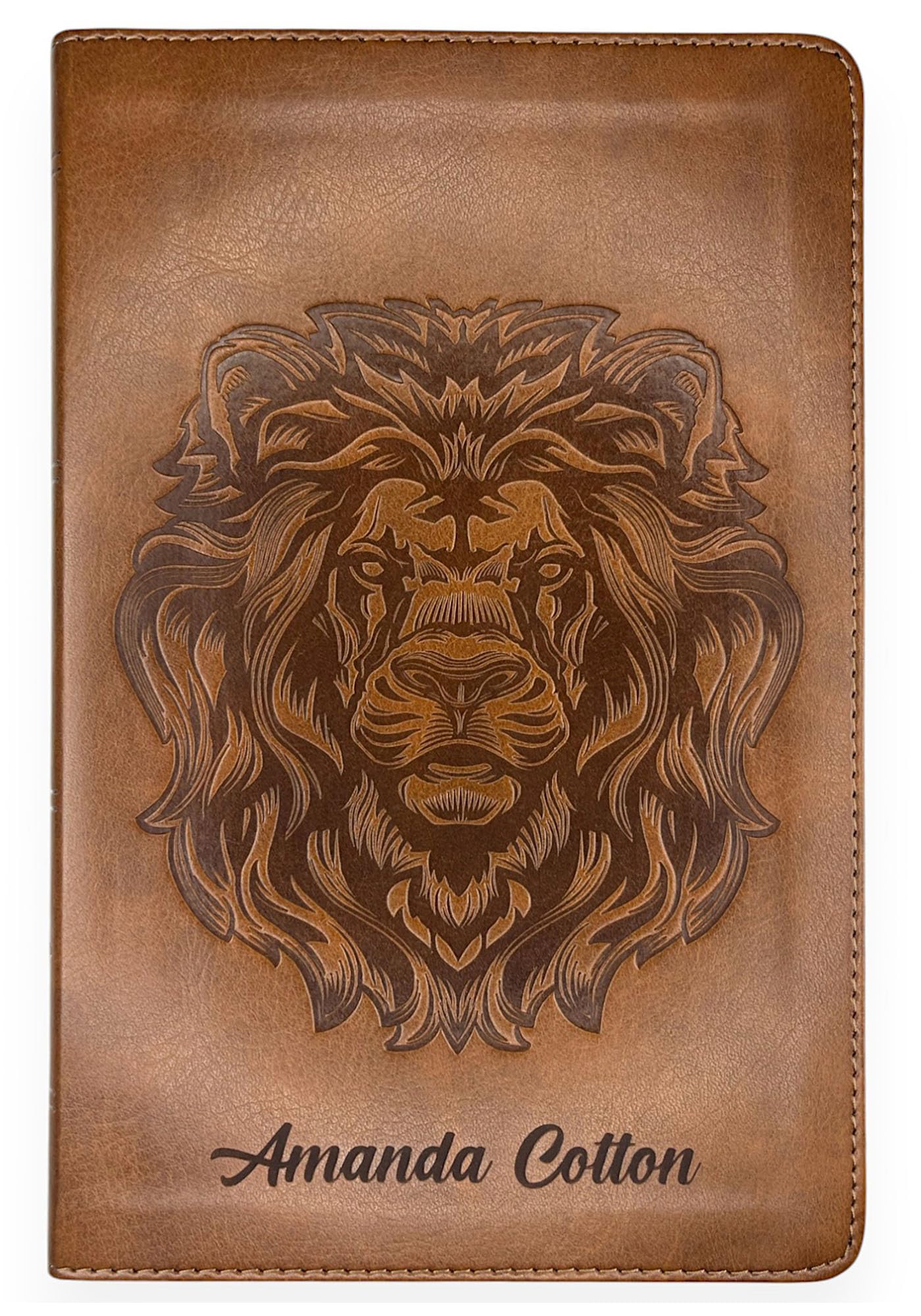 Personalized ESV Thinline Bible Faux Leather Medium Print Size with Royal Lion Design | Custom with Name, Date or Text | Gift for Christian &