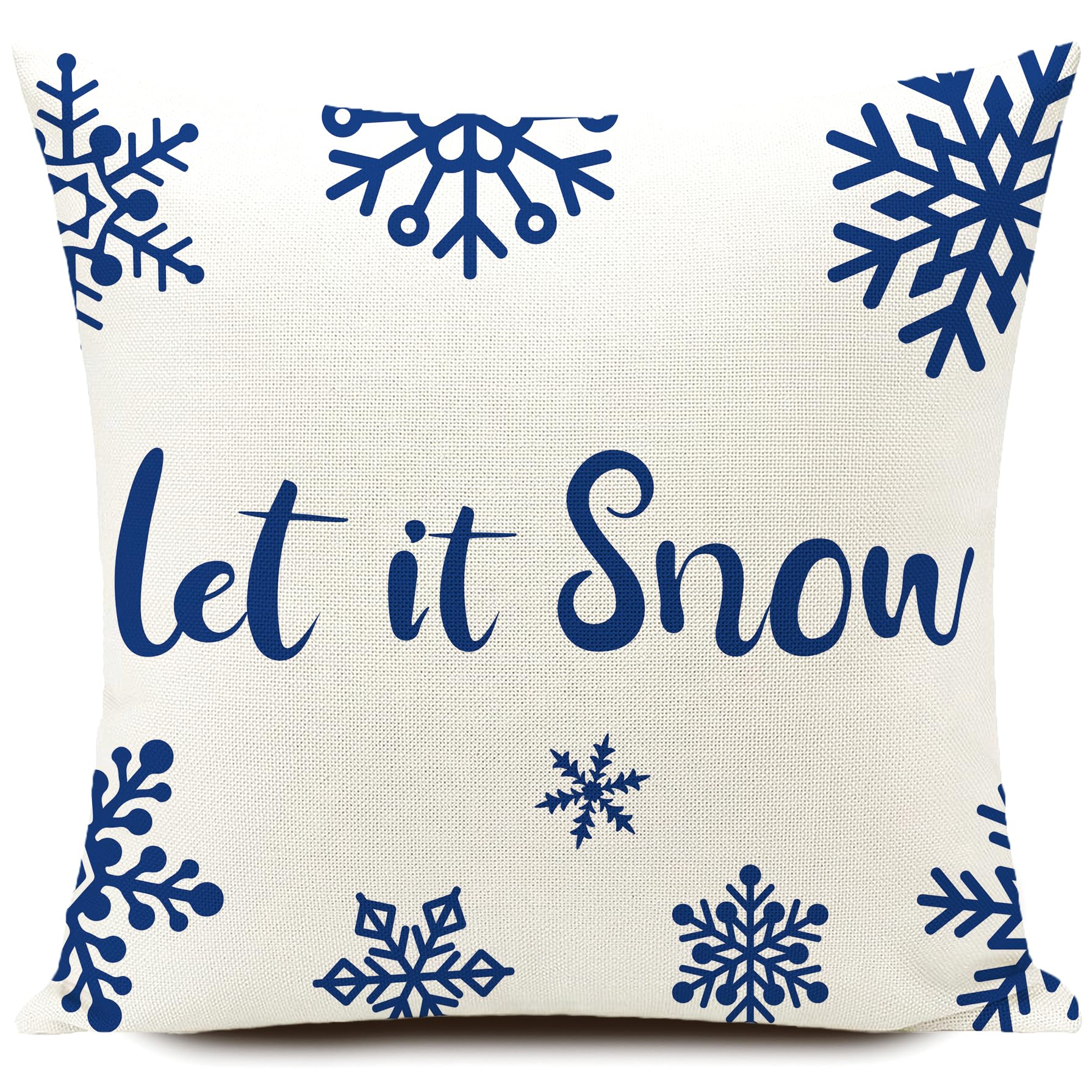 HUASHUZI Blue White Christmas Cushion Covers Xmas Decorations Throw Pillow Cover Set of 4 Decor for Party Family Home Sofa Bed Livingroom 18x18 Inch (45x45cm) - Image 4