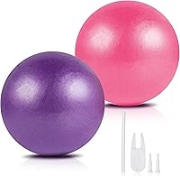 Guirnd 9 Inch Pilates Balls 2-Pack (Pink & Purple) with Pump - Anti-Burst Mini Workout Balls for Yoga, Core Training, PT & Kids Stability