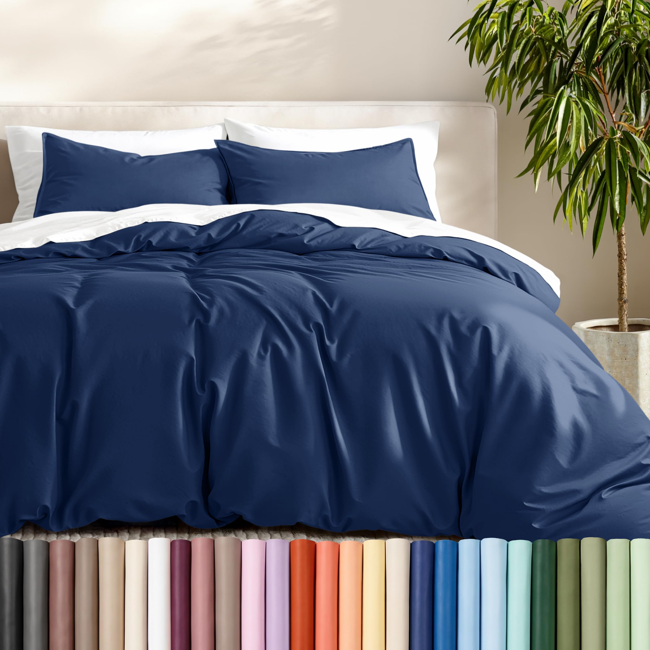 Bare Home Duvet Cover Set 1800 Ultra-Soft (Oversized King, Dark Blue) โ image 1