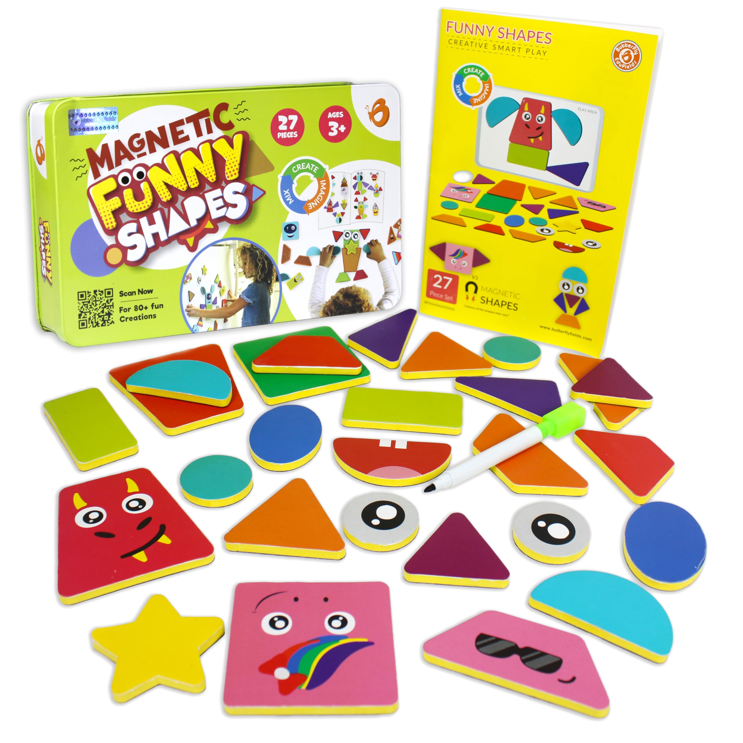 Butterfly EduFields Magnetic Shapes Puzzles For Kids 3 4 5 Year Old Boy Girl | Fridge Magnets | 80+ Pattern Book & 27 Shapes | Best Birthday Gift For Preschoolers | Learning & Educational Toys (B0BRY3QT2F) Amazon Price History, Amazon Price Tracker
