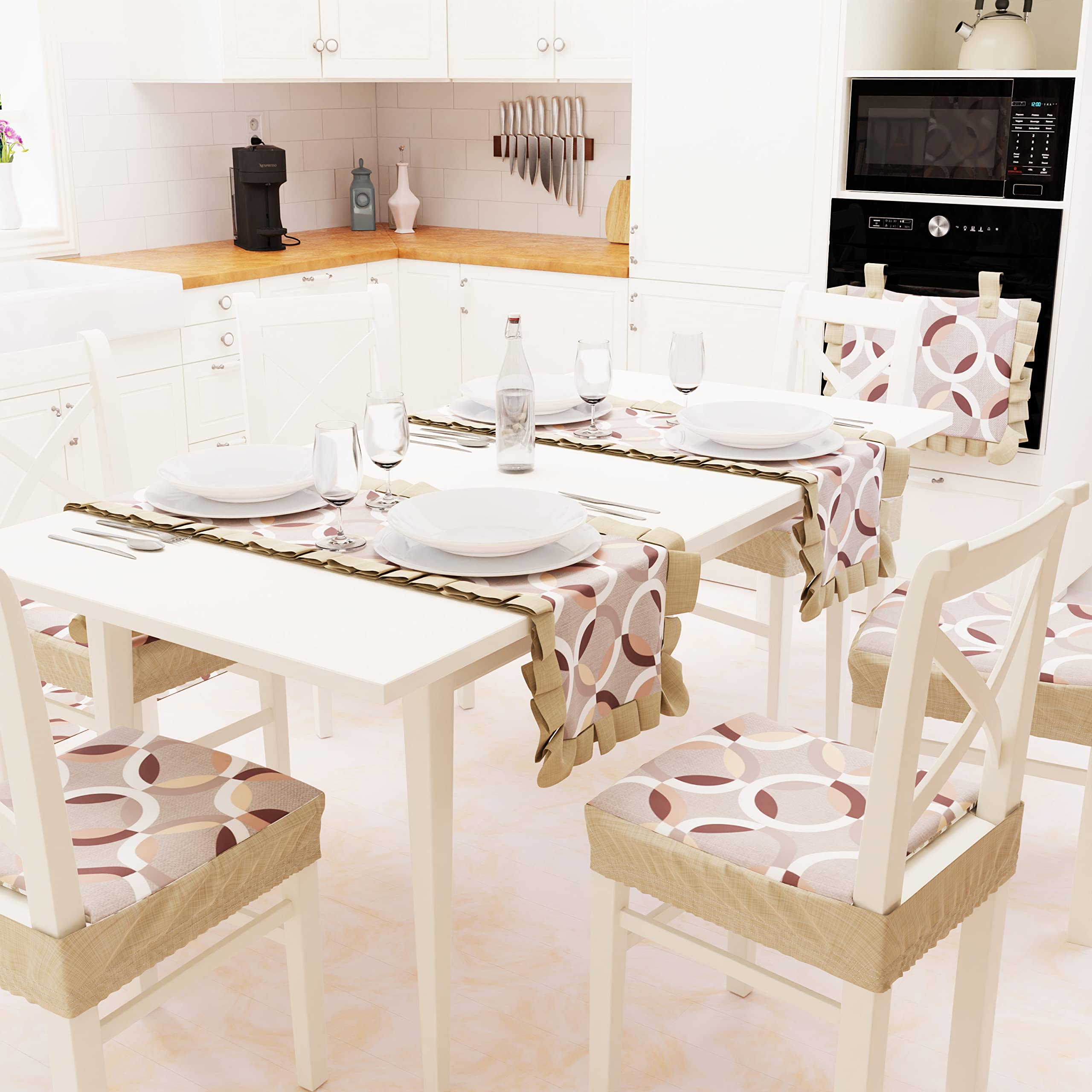 PETTI Artigiani Italiani Table, Cotton, Circle Beige, 1pz Runner Tavola 40x140 cm