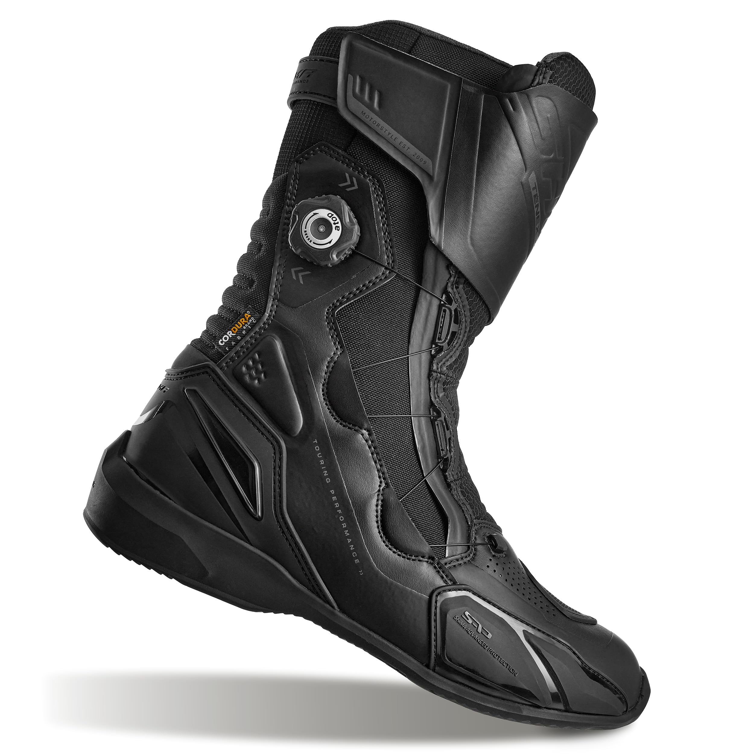 SHIMA Tenex WP Botas Moto Hombre Cuero Impermeable Atop Zapatos Todo El Año Calzado Motorista Baja Adventure Velcro Protección Tobillo Motocicleta Trail (Masculinos Impermeable, Negro, 43)