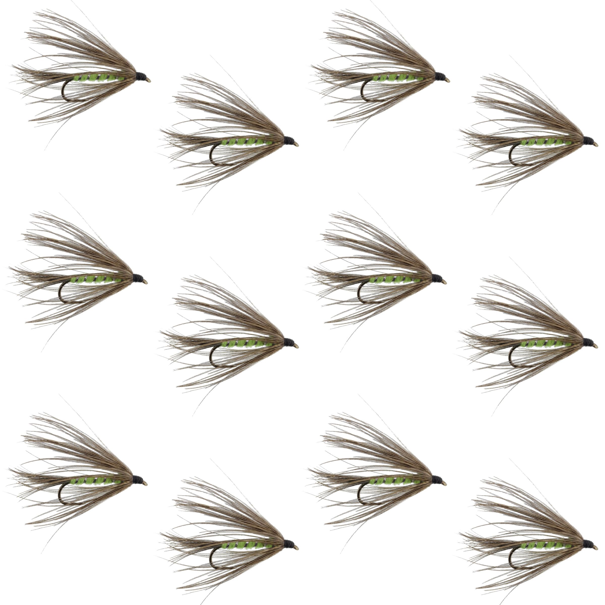 The Fly Fishing Place Carey Special Soft Hackle Grouse and Green Fly - 12 Flies Hook Size 10
