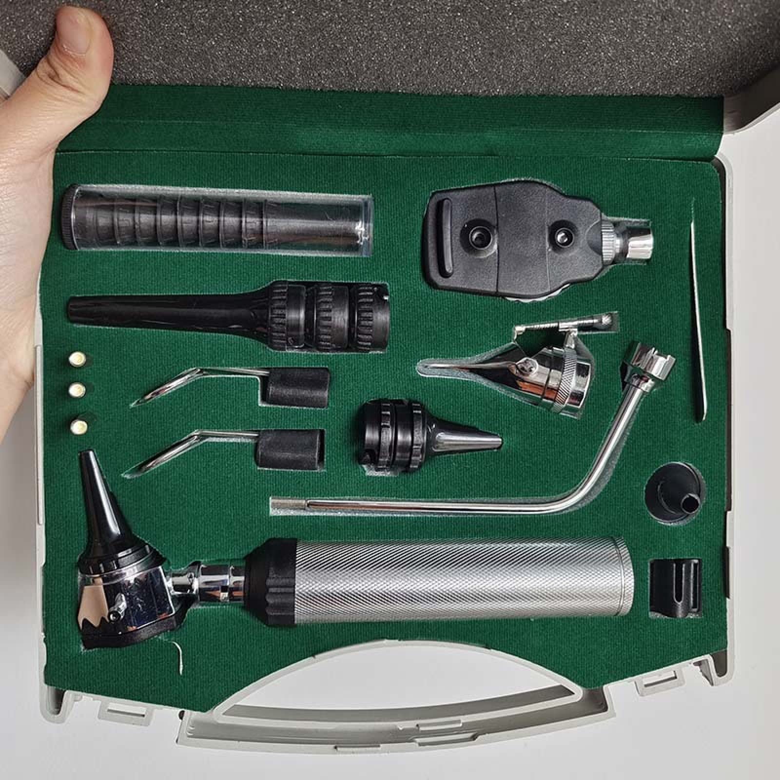 Kit de Diagnóstico ENT,Juego de Verificador de Cinco Sentidos,Oftalmoscopio Veterinario LED ENT Y Juego de Diagnóstico de Otoscopio Otoscopio,Oftalmoscopio,Removedor de Cerumen,Espéculo