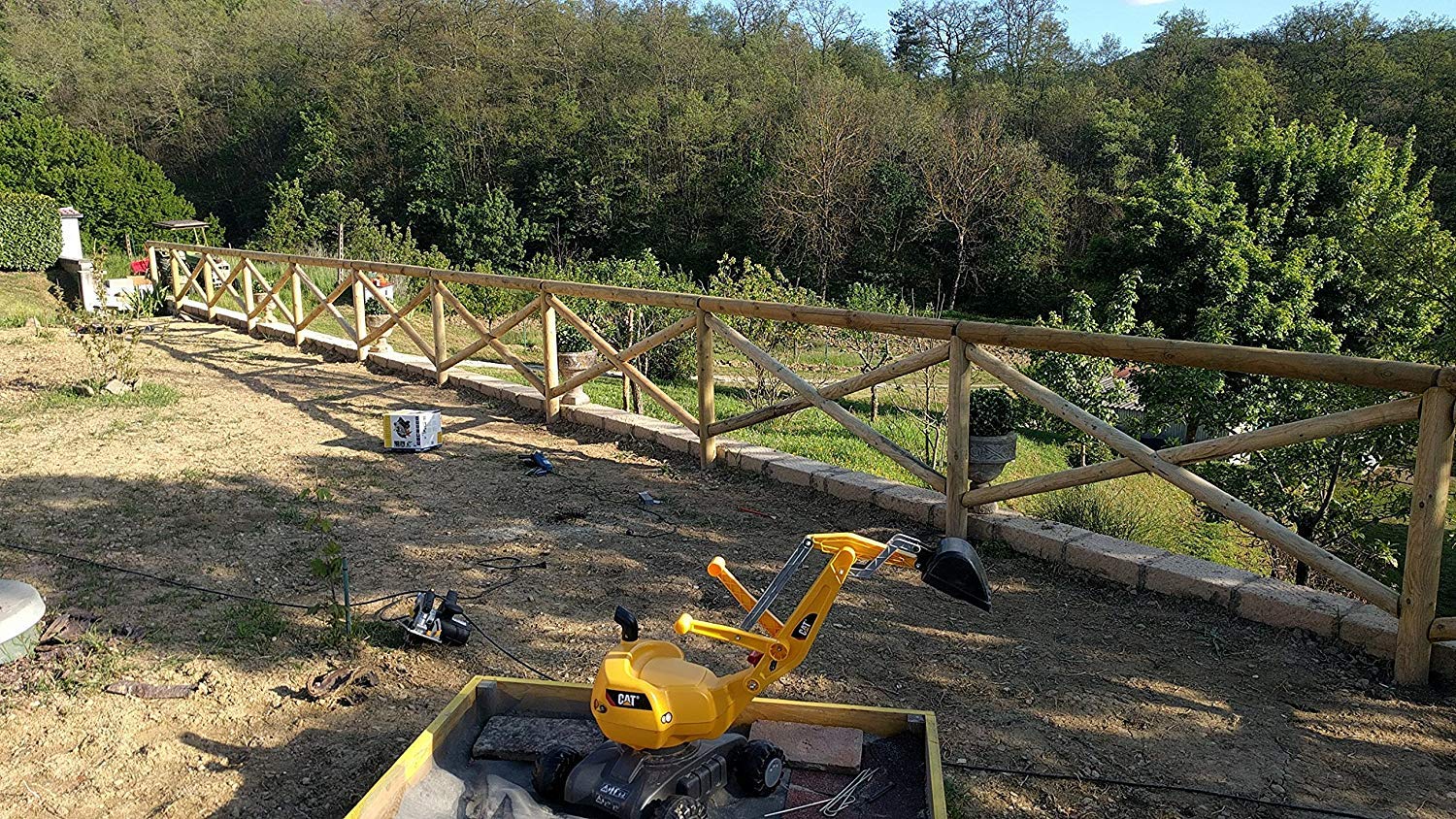 nextradeitalia 1 PZ Pali in Legno Ø CM 12x150 H Ø 2 Fori Passanti Ø 8,3 CM | Senza Punta per Recinzione trattati impregnati per staccionata e steccato Palo Tondo Forato
