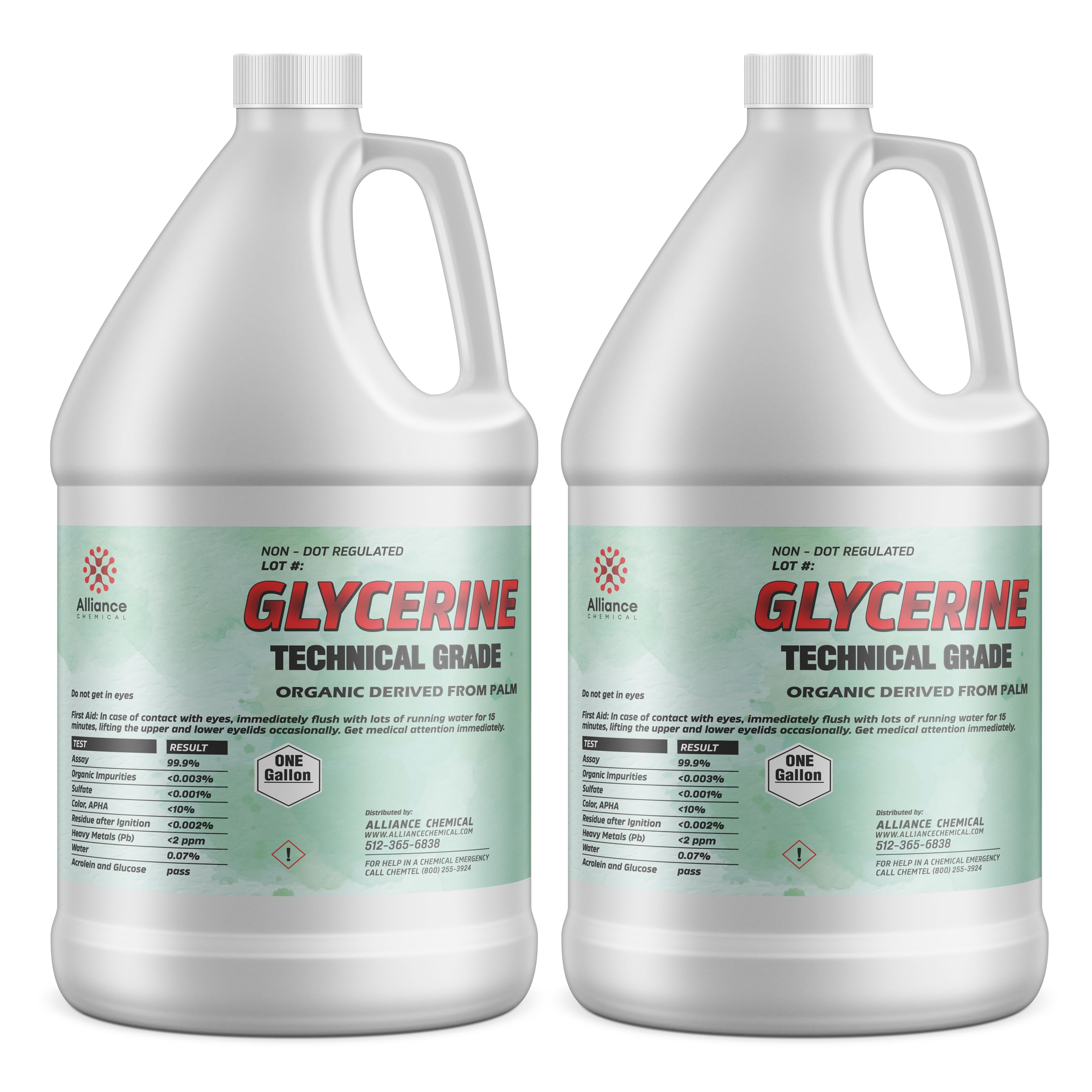 Glycerin Technical Grade - 2 Gallon Bottles for Resins, Coatings