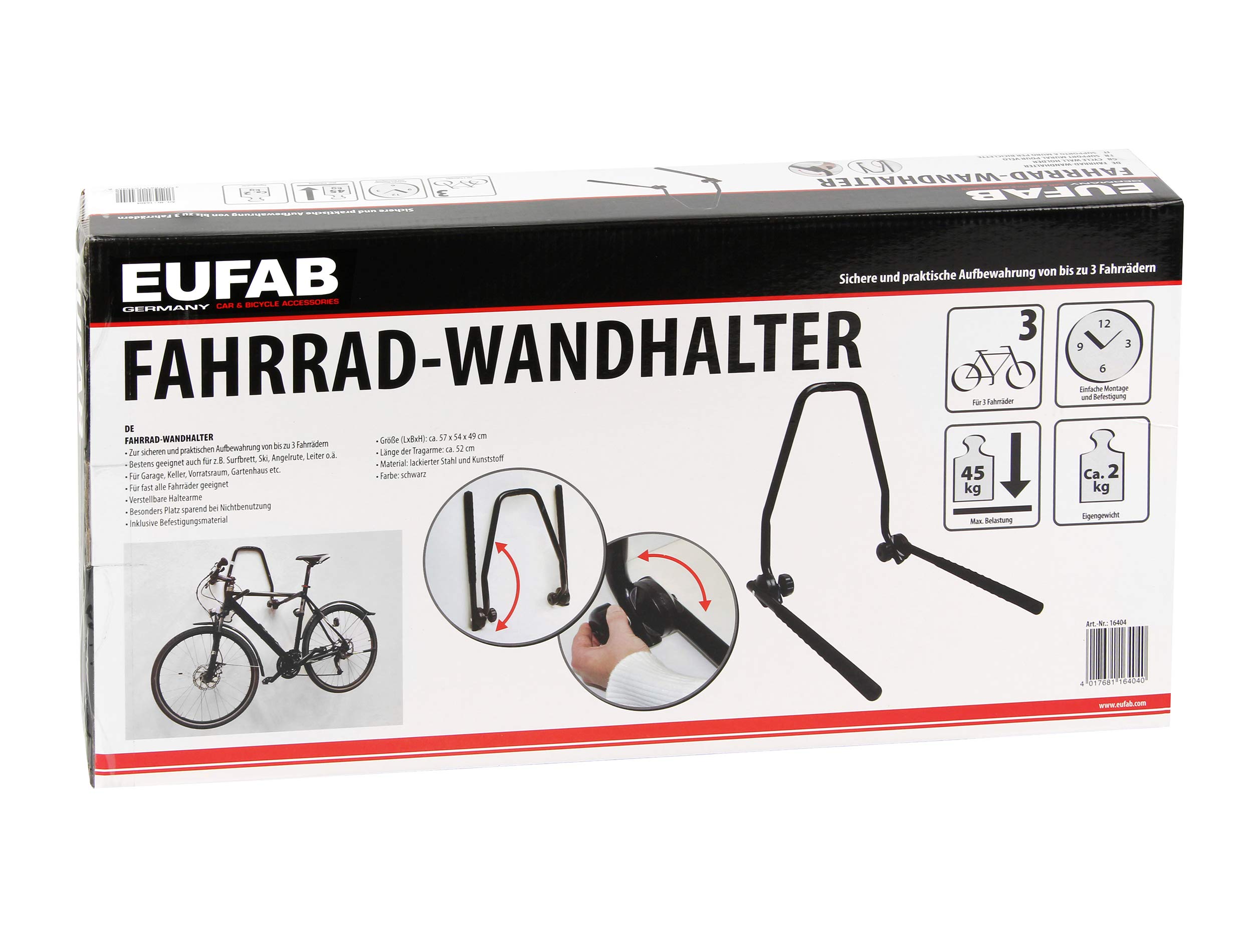 EUFAB 16404 Porte-vélo Mural pour 3 vélos