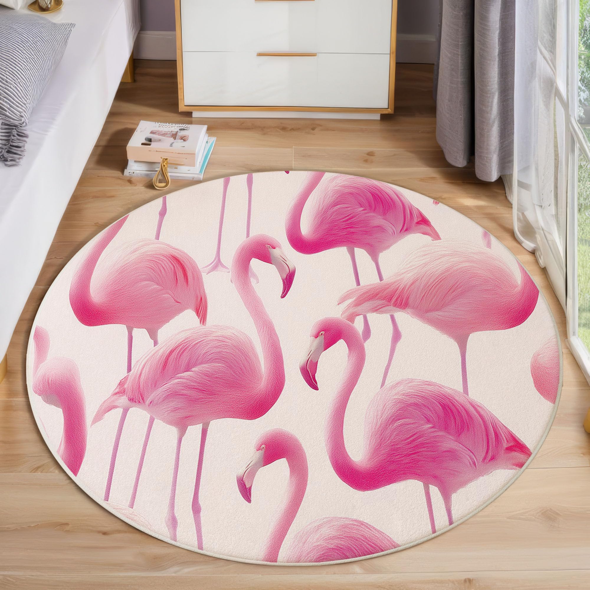Tapis flamant rose doux au toucher de couleur rose poudre blush 160 cm