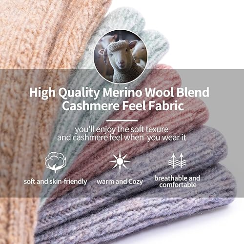 Miniatura 4 de Guante cálido y acogedor de lana gruesa, calentadores de brazos de punto, guantes largos sin dedos..