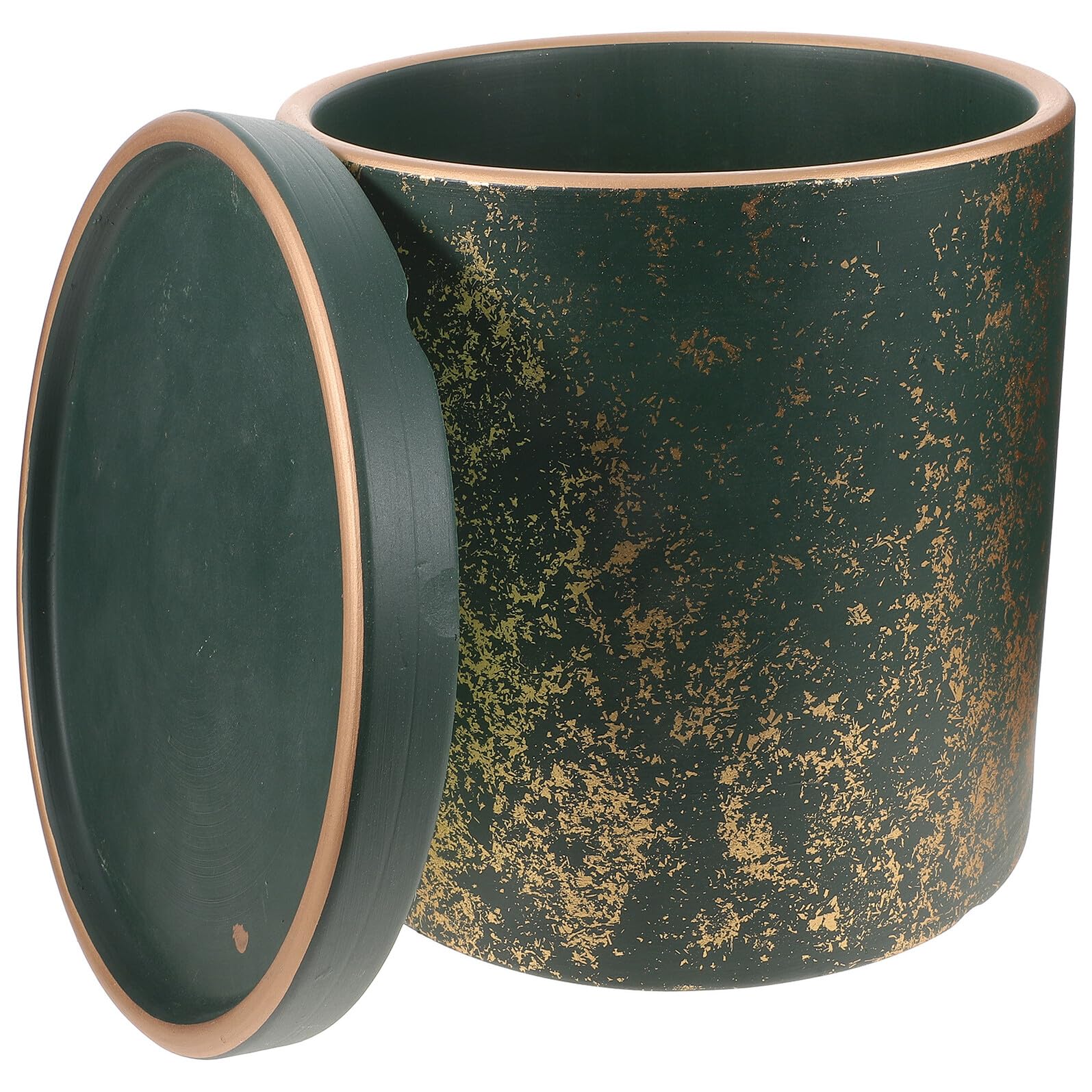 Toyvian Vaso in Ceramica per Piante Grasse e Piccole Piante con Fori di Drenaggio e Vassoio, Forma Rotonda Versatile per Balcone e Ufficio, 17 Cm