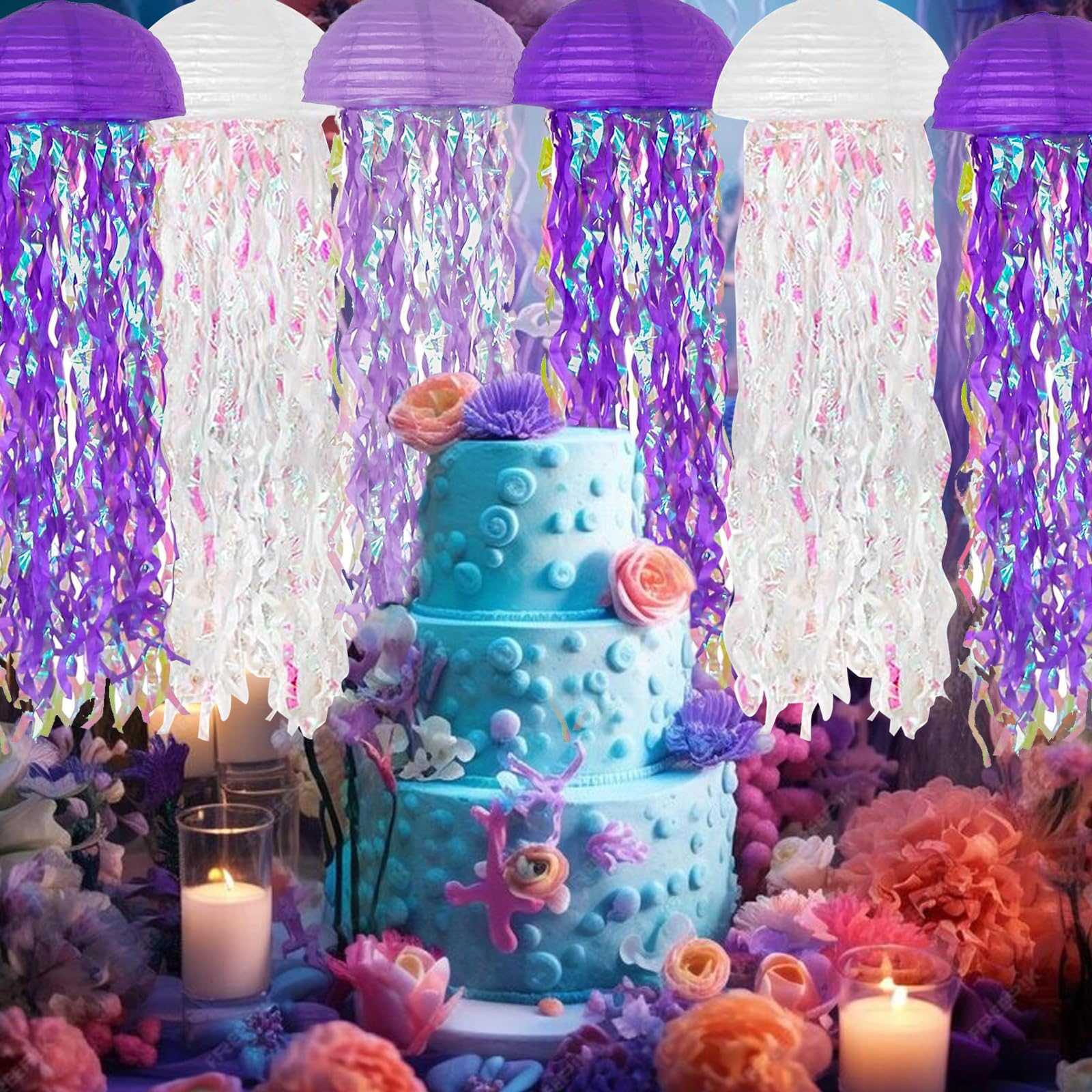 Papierlaterne Laterne Quallen Deko,6 Stück Mitgebsel Meerjungfrau Party Deko,Ozean Thema Party Lieferungen für Kinder Thema Party Taufe Geburtstag Zimmerdeko,Findet Nemo Deko