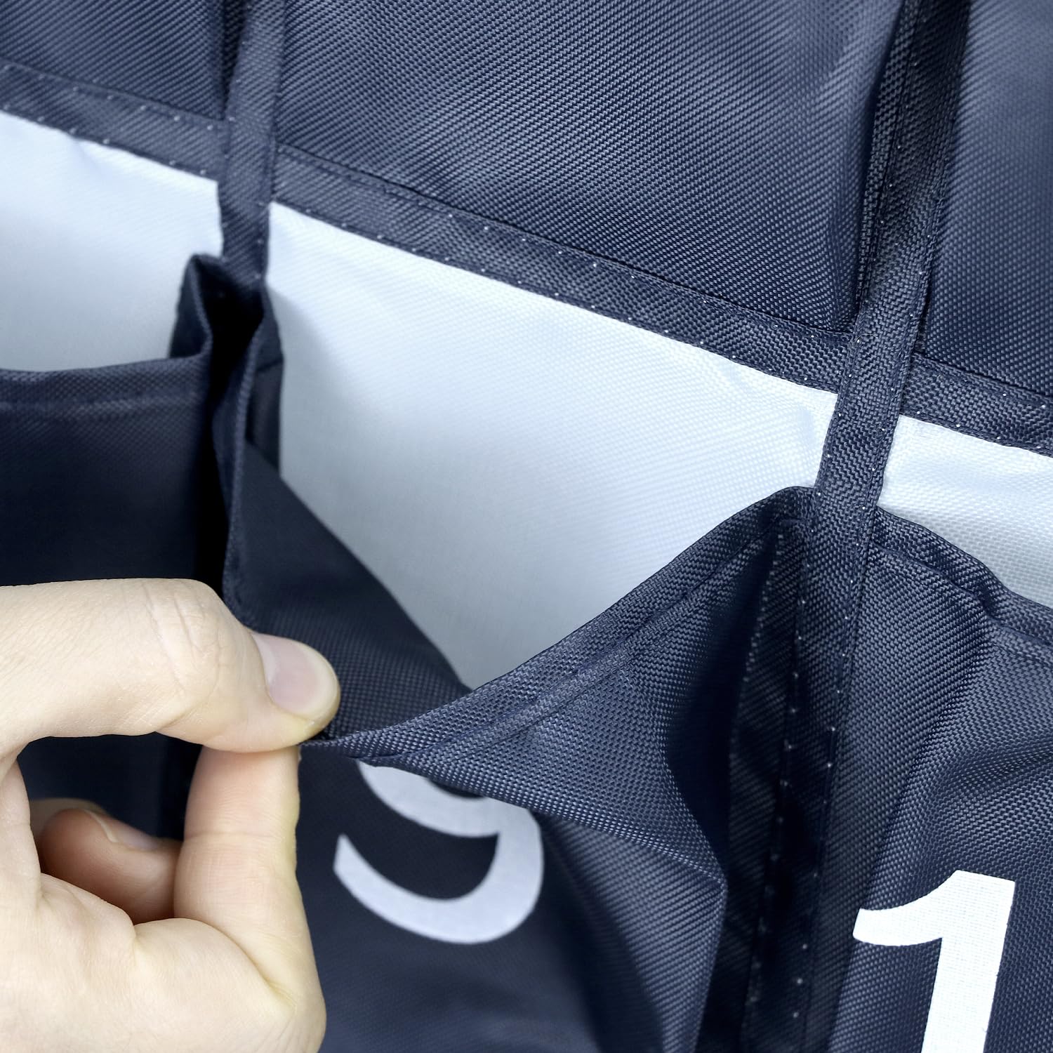 QWORK® Bolsa de Almacenamiento con 30 Bolsillos - Organizador y Soporte para teléfono móvil que Ahorra Espacio (Azul Marino, 79 x 60 cm)