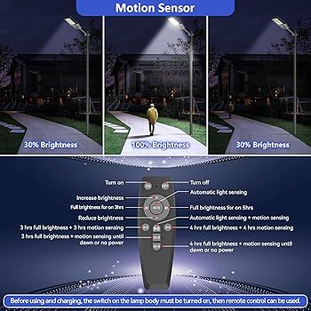 TENKOO LED Solar Street Light Outdoor 2 Pack 25000LM 300W