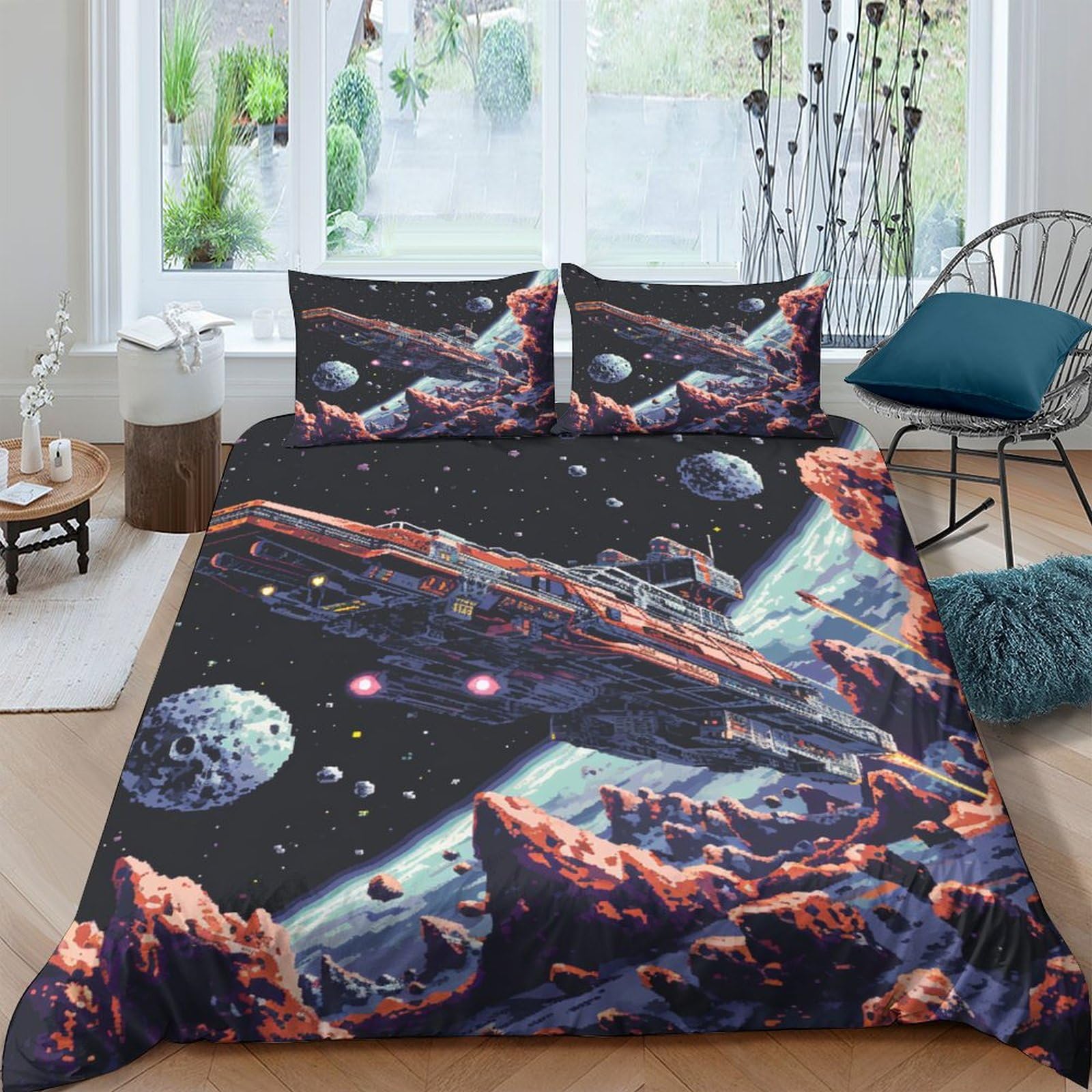 Parure de lit vaisseau spatial en microfibre douce et respirante pour un sommeil idéal