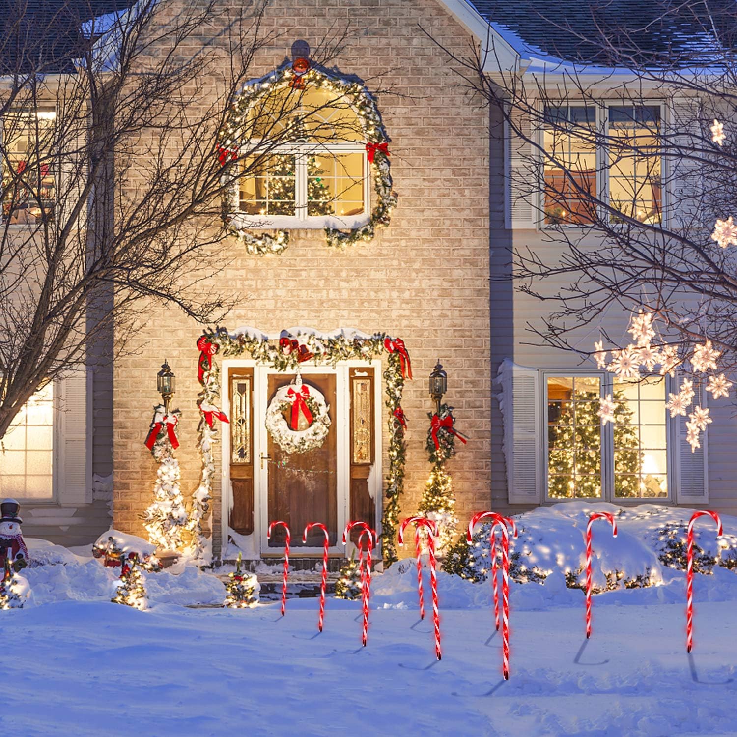 Free Shipping Offer 28 Christmas Candy Cane Pathway Markers Lights, Set of 10 Pack Christmas Outdoor Decorations Yard Candy Cane Lights