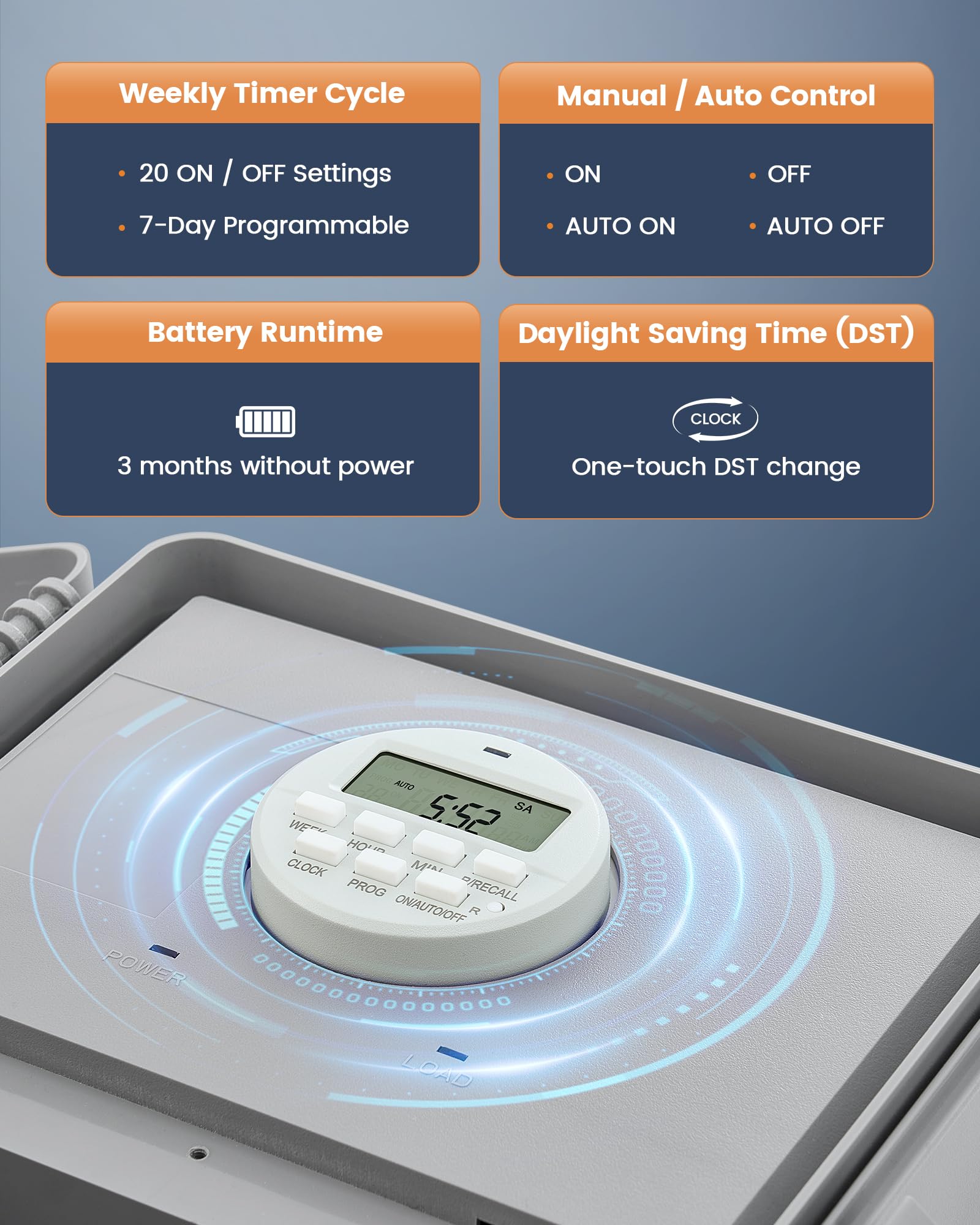 Snapklik.com : Digital Pool Timer, 40 AMP 240V 3HP, 7-Day Pool Pump ...