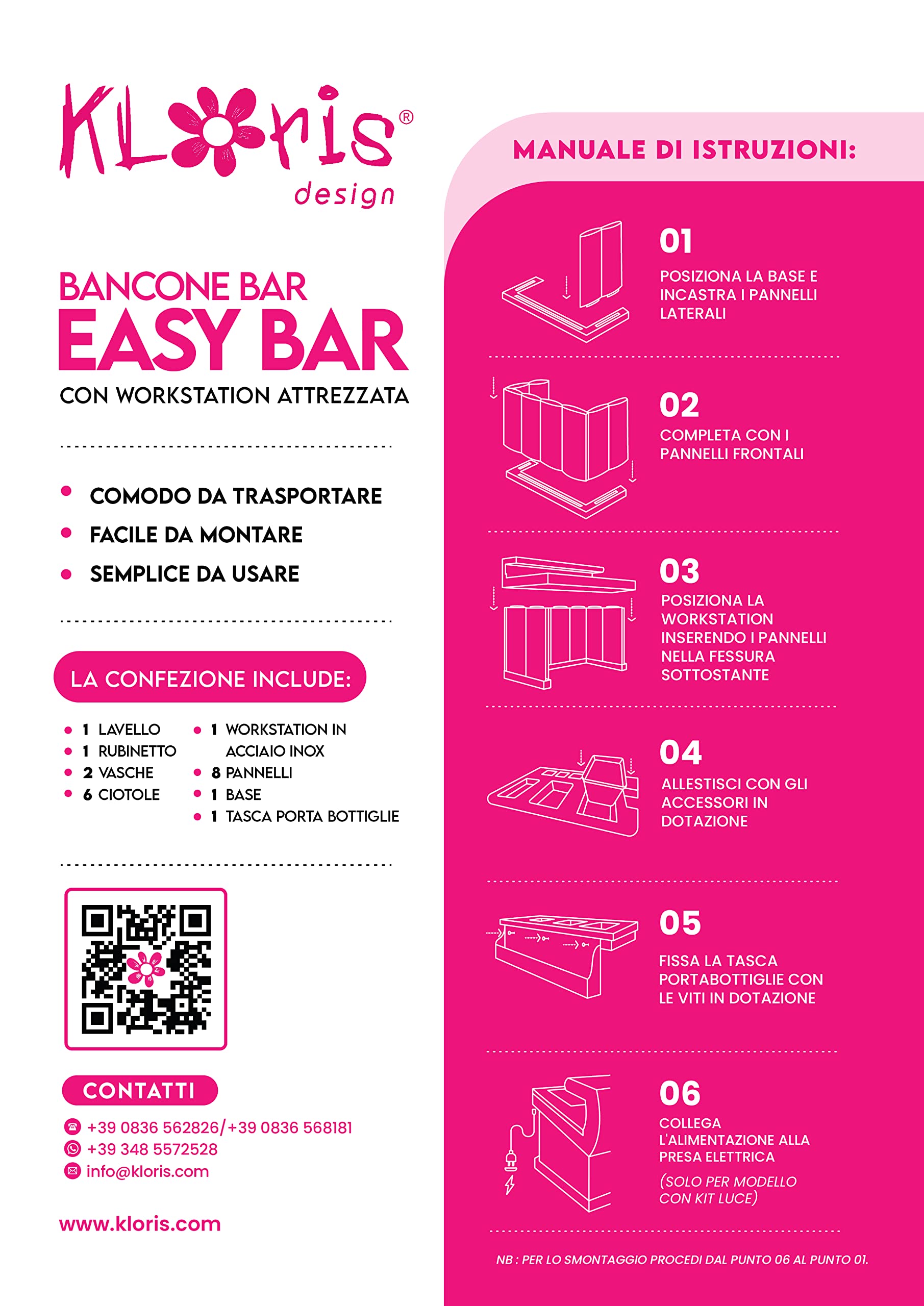 Bancone Bar Illuminato Kloris - 145x88x110 Cm | Made In Italy | LED Integrato | Per Interni Ed Esterni - Foto 6