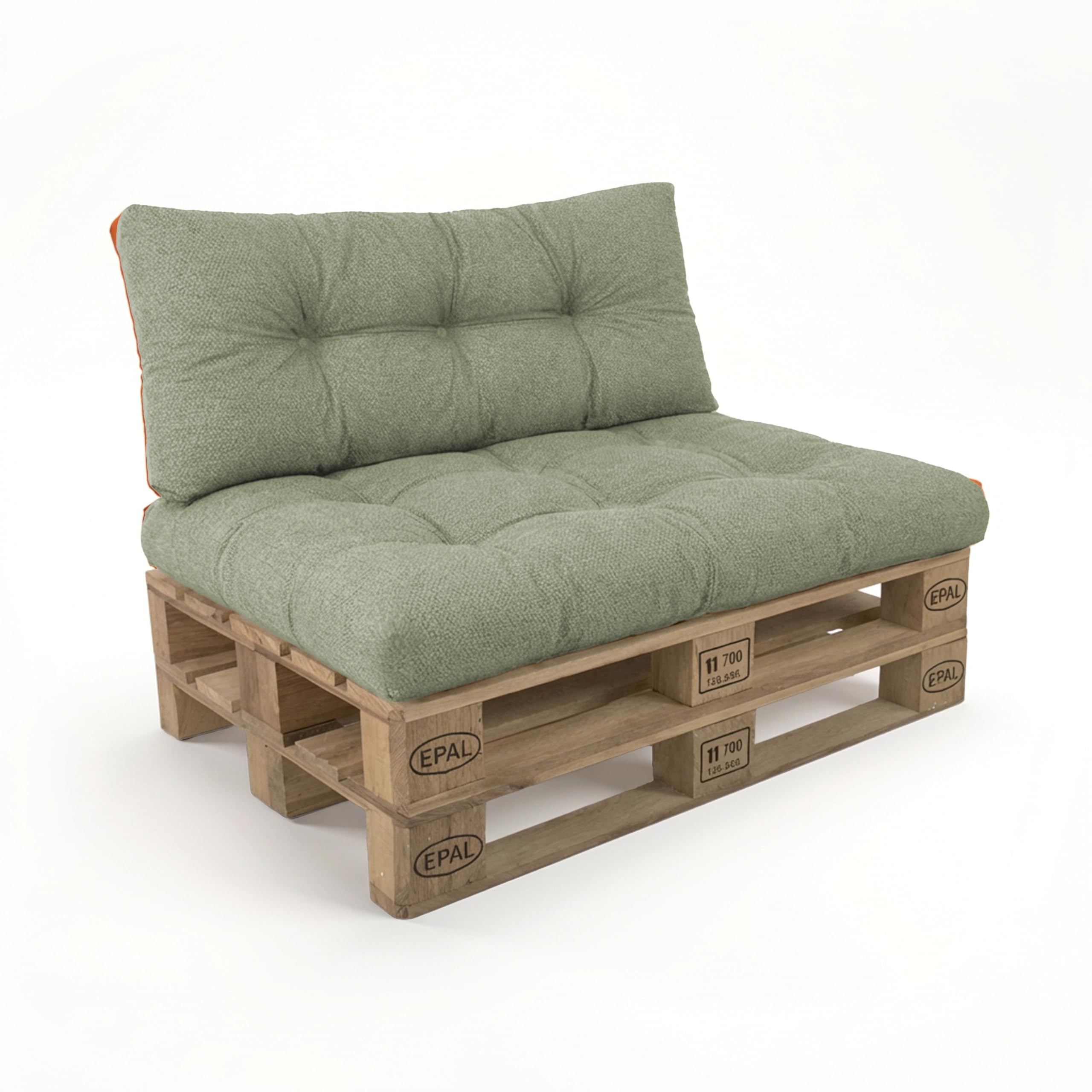 POKAR Palettenkissen Palletenauflagen Palettenpolster Palettensofa Palettenmöbel 2er Set: 1x Sitzkissen 120x80 + 1x Rückenlehne 120x40, Grün