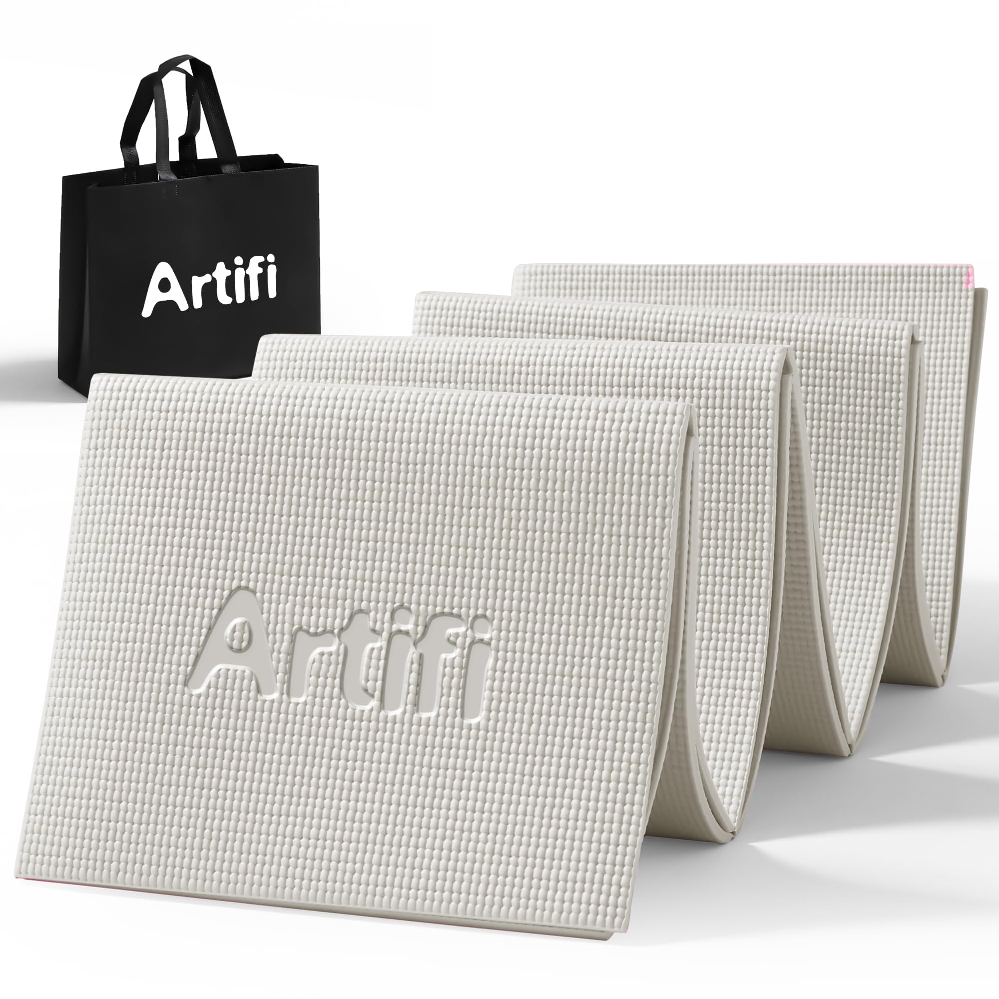 ヨガマット 折りたたみ 厚め6mm レッグスライダー ストレッチマット Artifi アクアエクササイズ 厚手 幅広 軽量 人気 持ち運び便利 収納袋付き コンパクト(173*61cm) トレーニング フィットネス ピラティス 旅行用 - 1